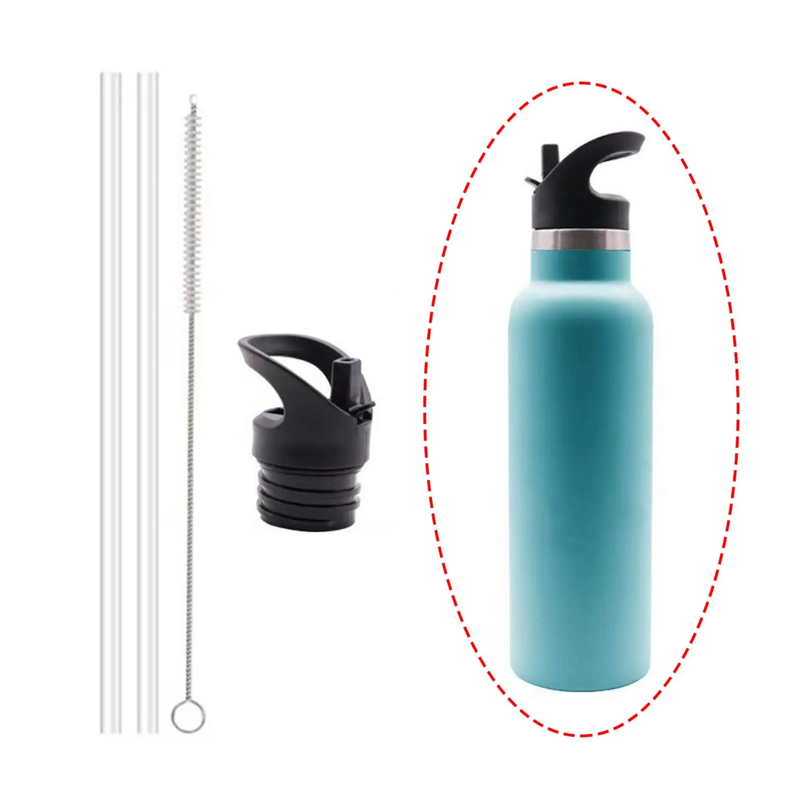 Straw Lid Simple with Straw and Brushes Replacement Cap Dust Cover Lid for Water Bottle Outdoor Standard Mouth Sports Working