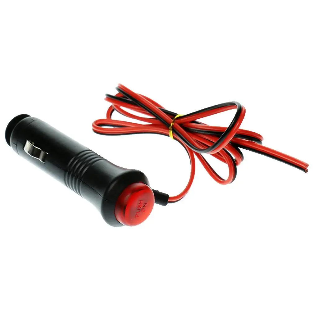 Car Lighter Power Cord Socket Plug Switch With Red LED for Universal