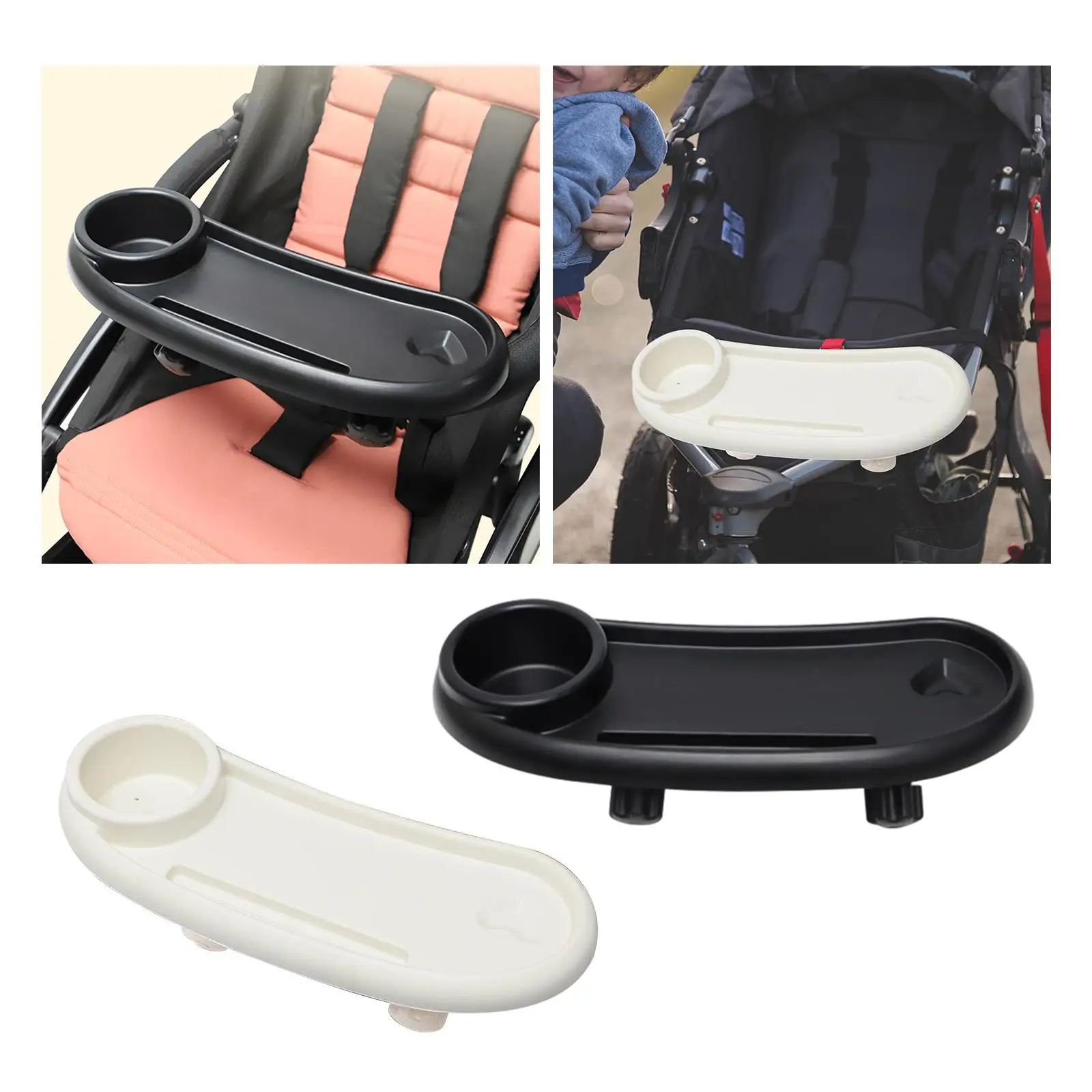 Stroller Tray Snack Tray with Cup feeding bottles Holder with Cup Holder Removable Non Slip Universal Stroller Handrest Dish