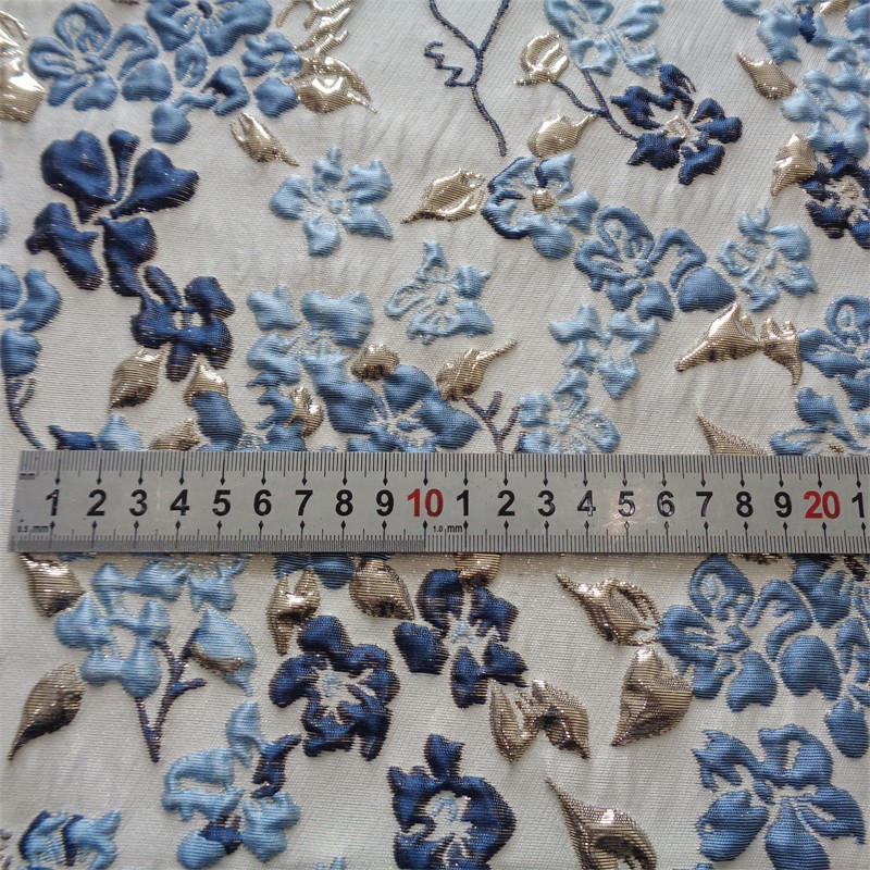 100 x 142 cm blaue und rosa Jacquard-Stoffe mit Blasenmuster, gewebt, modischer Cheongsam-Kleidertaschenstoff – Detail 5