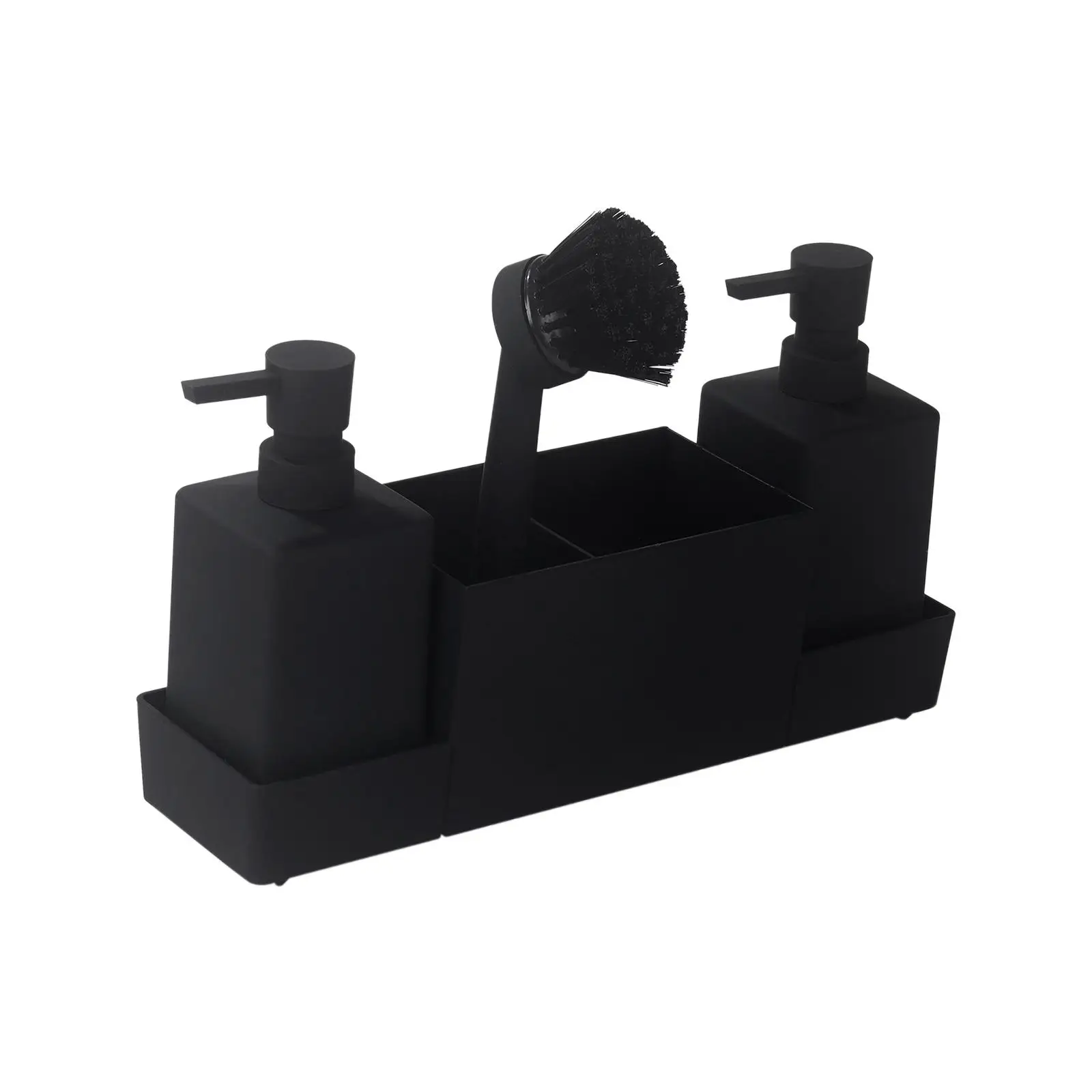 Sink Countertop Liquid Hand Soap Dispenser with Storage Tray for Sponges Scrubbers Non Slip Sink Caddy Organizer Pump Bottle