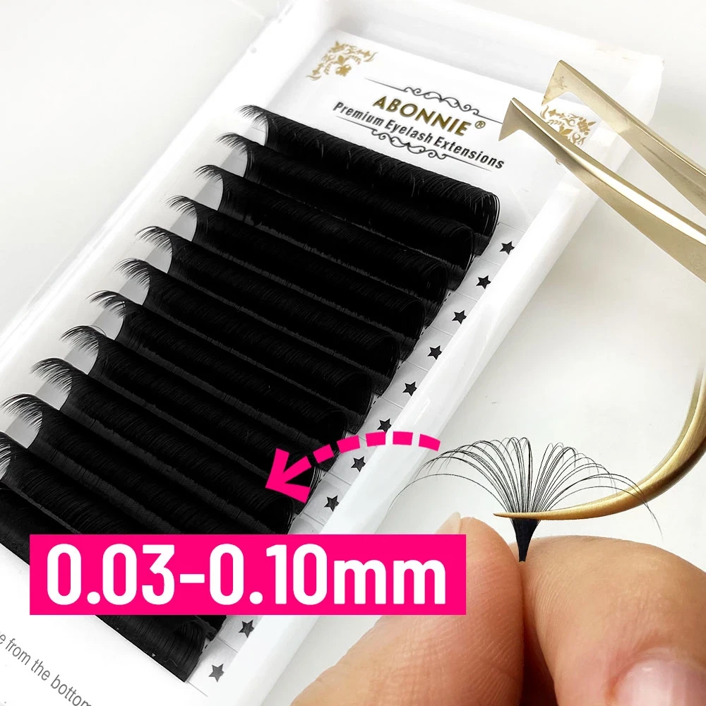 Best of Abonnie 0.03-0.10mm Matte Dark Black Easy Fan Lashes Volume Extension Mega Eyelashes Blooming Fans Eyelash Extension Cilios Reviews & Tips