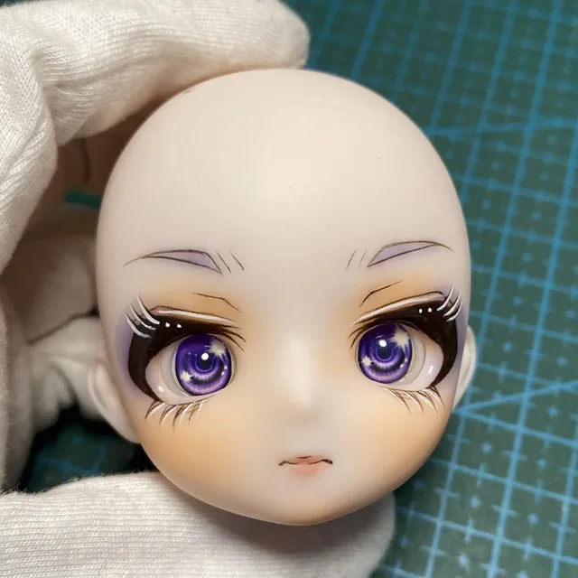 1/6 BJD Doll Head Makeup Anime Doll With Blue Grey Color Eyes Cartoon Cute  Doll Mold Accessories For 30cm Doll Body Toys