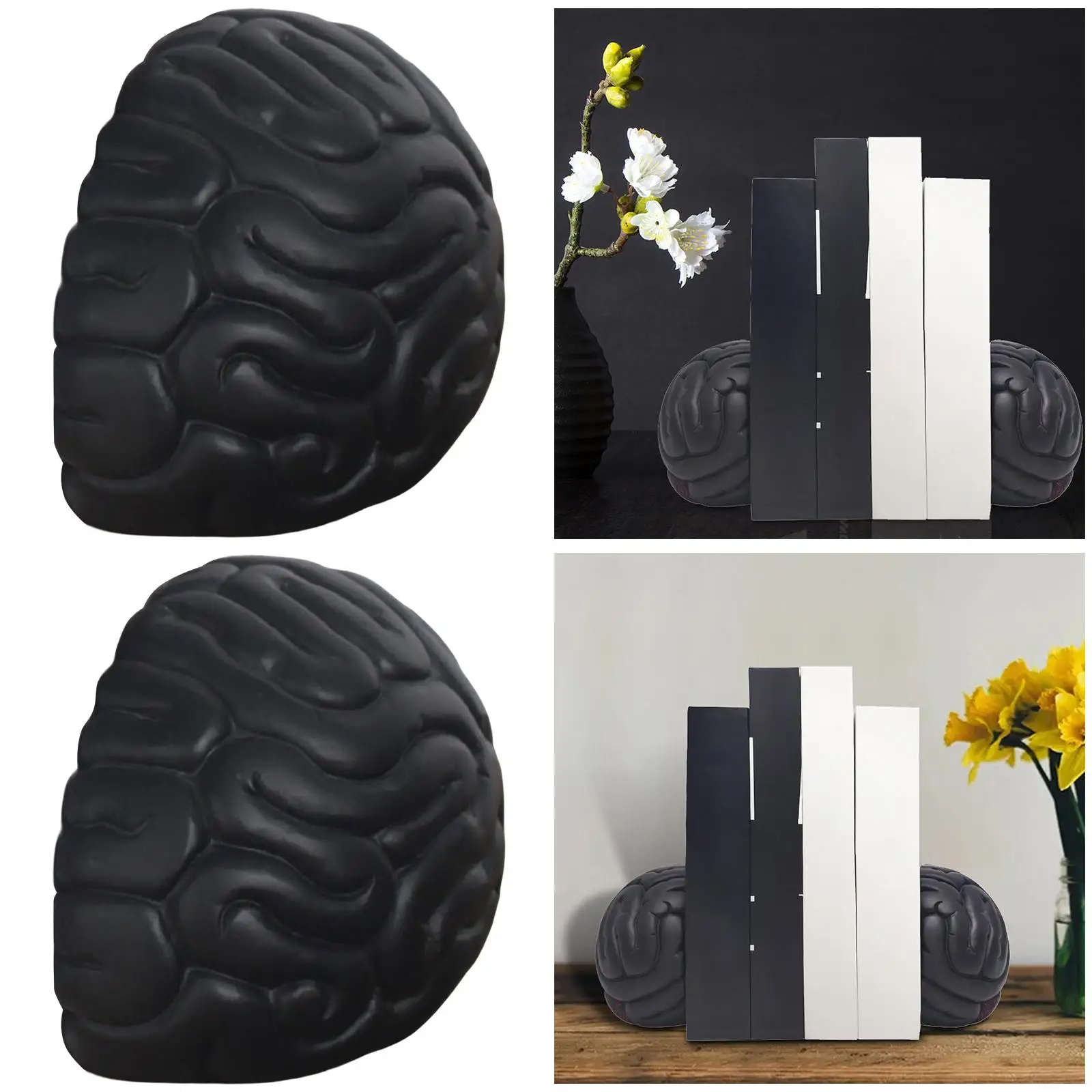 Book  Brain Shaped Decorations Decorative Anti-  Shelves Nonskid Bookends Decor Bookrack for Desktop Desk Office