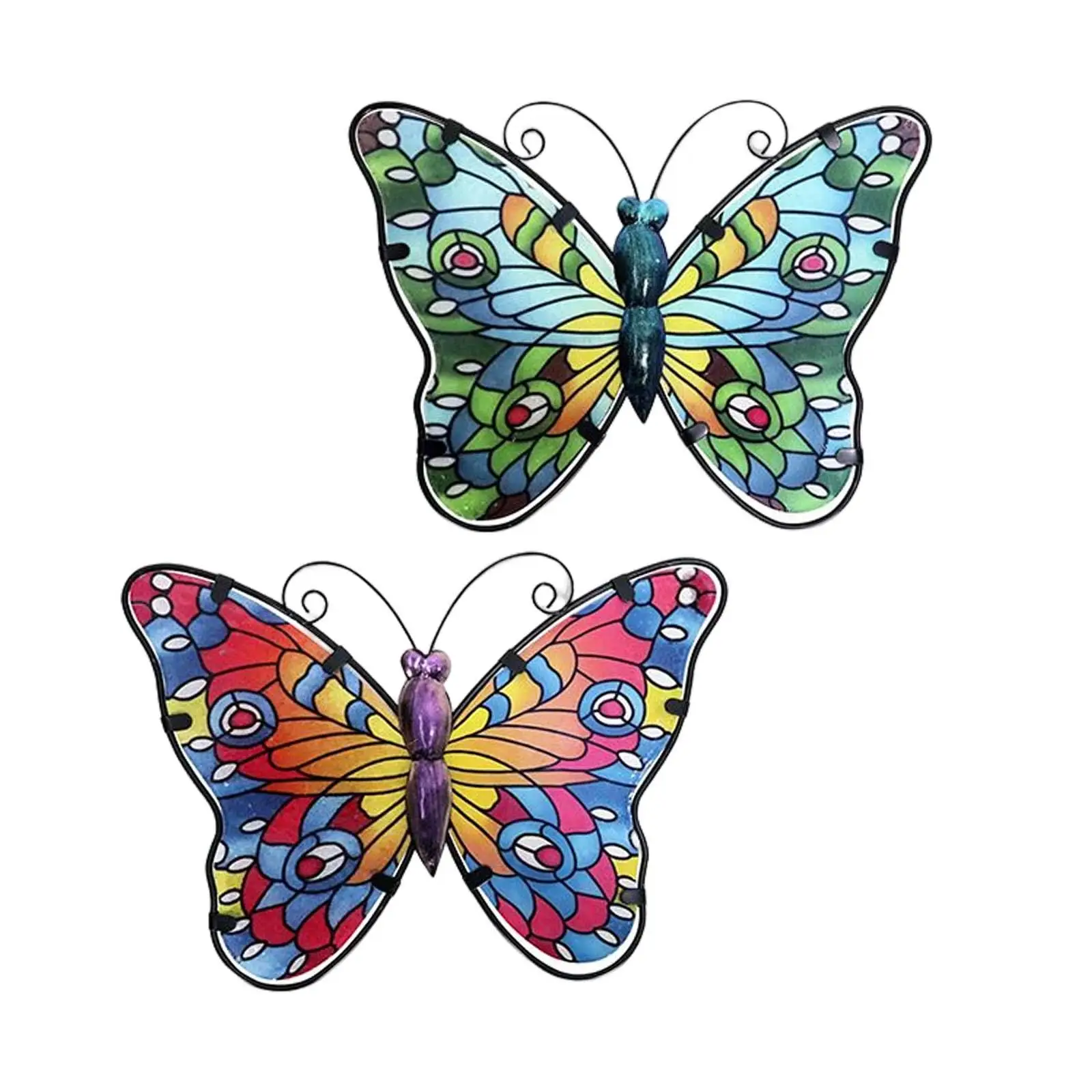 2x Butterfly Ornaments Plaque Sculpture for Patio Wall Art Decoration Backyard Fence