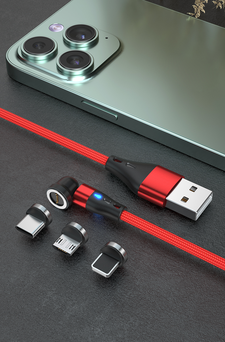 AUFU 5A Magnetic Fast Charging Cable 540 Rotate Magnetic Micro USB Type C Cable For iPhone 14 Samsung Xiaomi Mobile Phone Cable