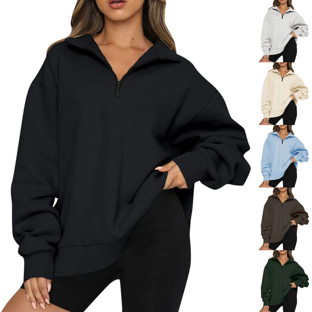 Trendy Queen Oversized Half Zip Pullover Sweatshirts Quarter Fleece Hoodies  Sweaters for Women Teen girls Winter clothes