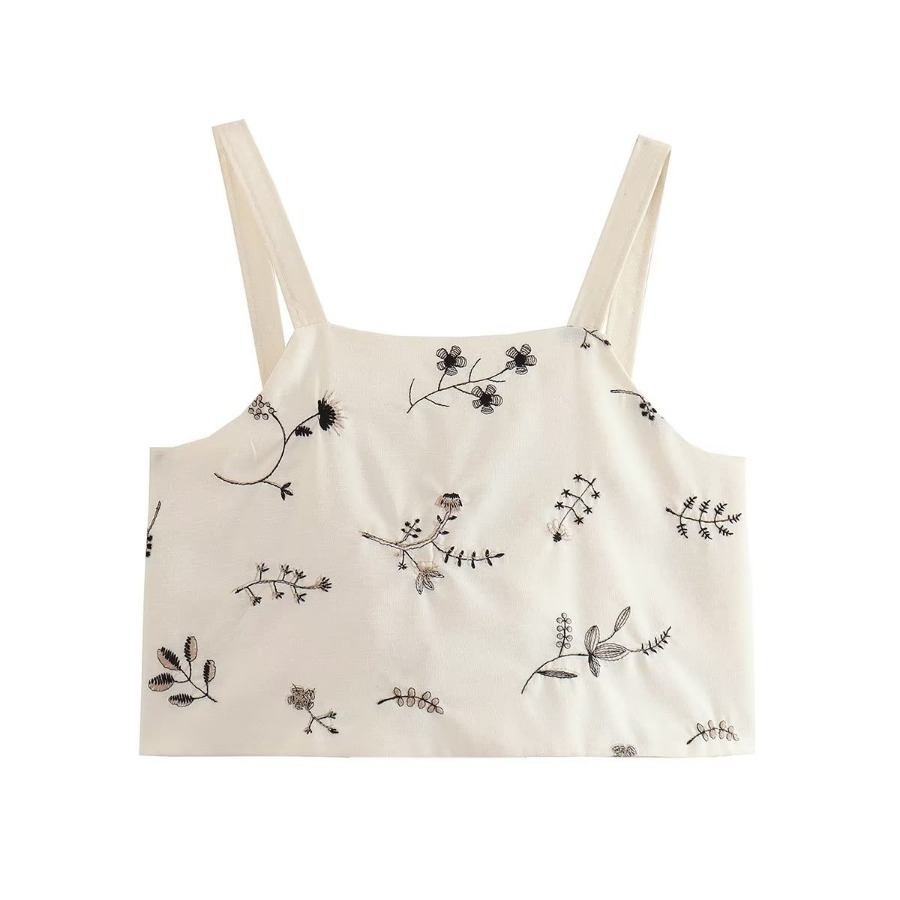 Teelynn Blumen stickerei Crop Top Maxirock Kleider Anzug für Frauen Vintage ärmellose Sommerkleid Set Boho Beach Vestidos – Detail 21