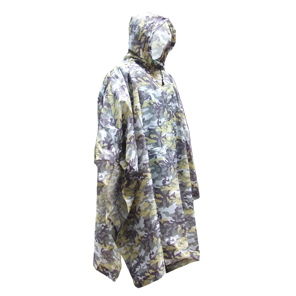 Lightweight Waterproof Hooded Long Raincoat Poncho Hunting Camping Tarp NEW