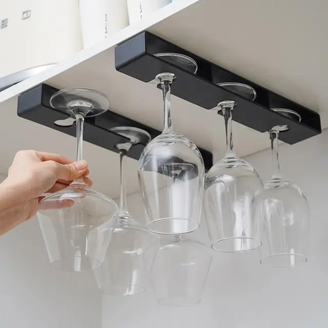 Stainless Steel Under Cabinet Wine Glass Cup Holder Space-Saving Bar Counter  Shelf Storage Rack Hanging Hooks Goblet Pokal Stand - AliExpress