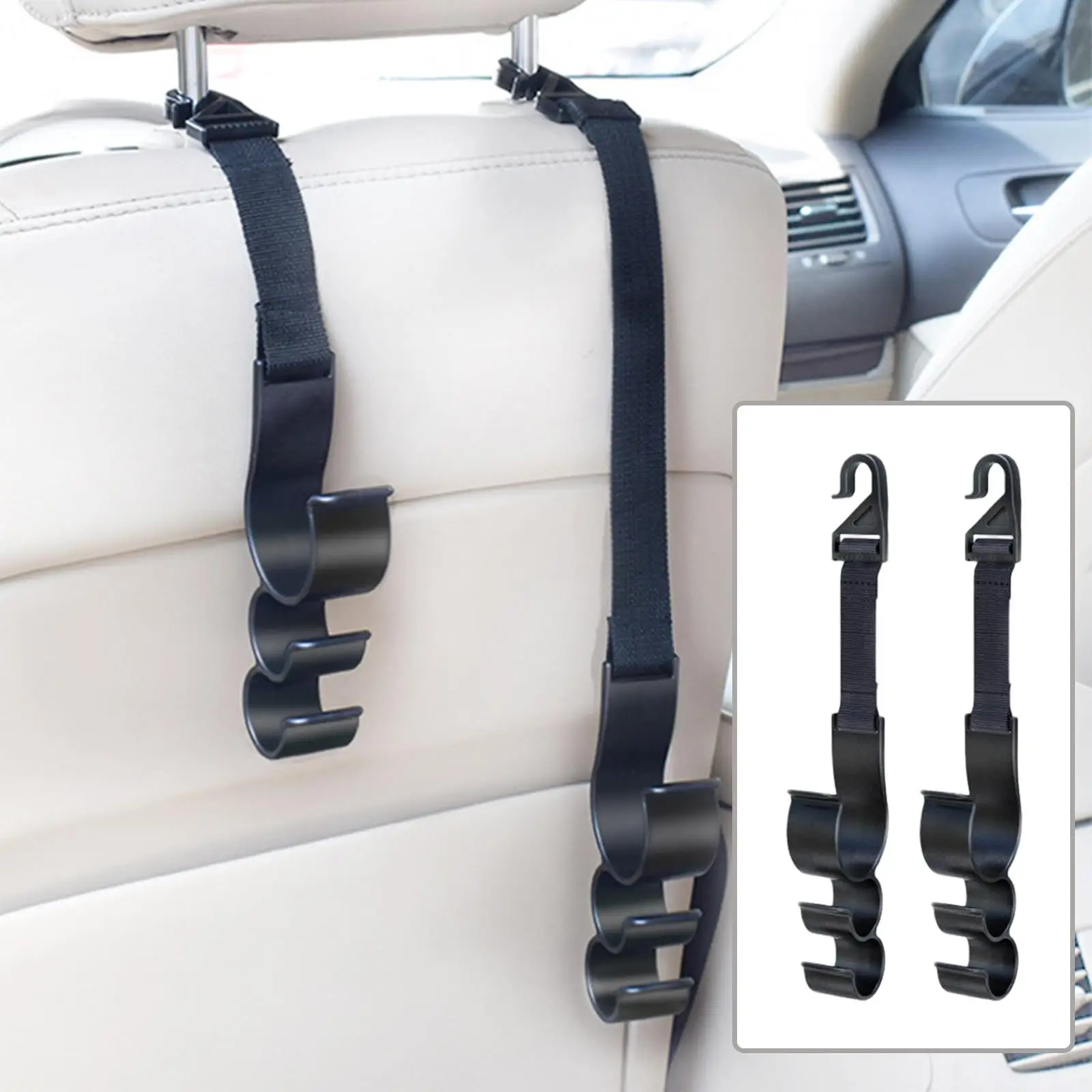 Car hook for headrests, Backseat Storage Organizer Fits for Water Bottles