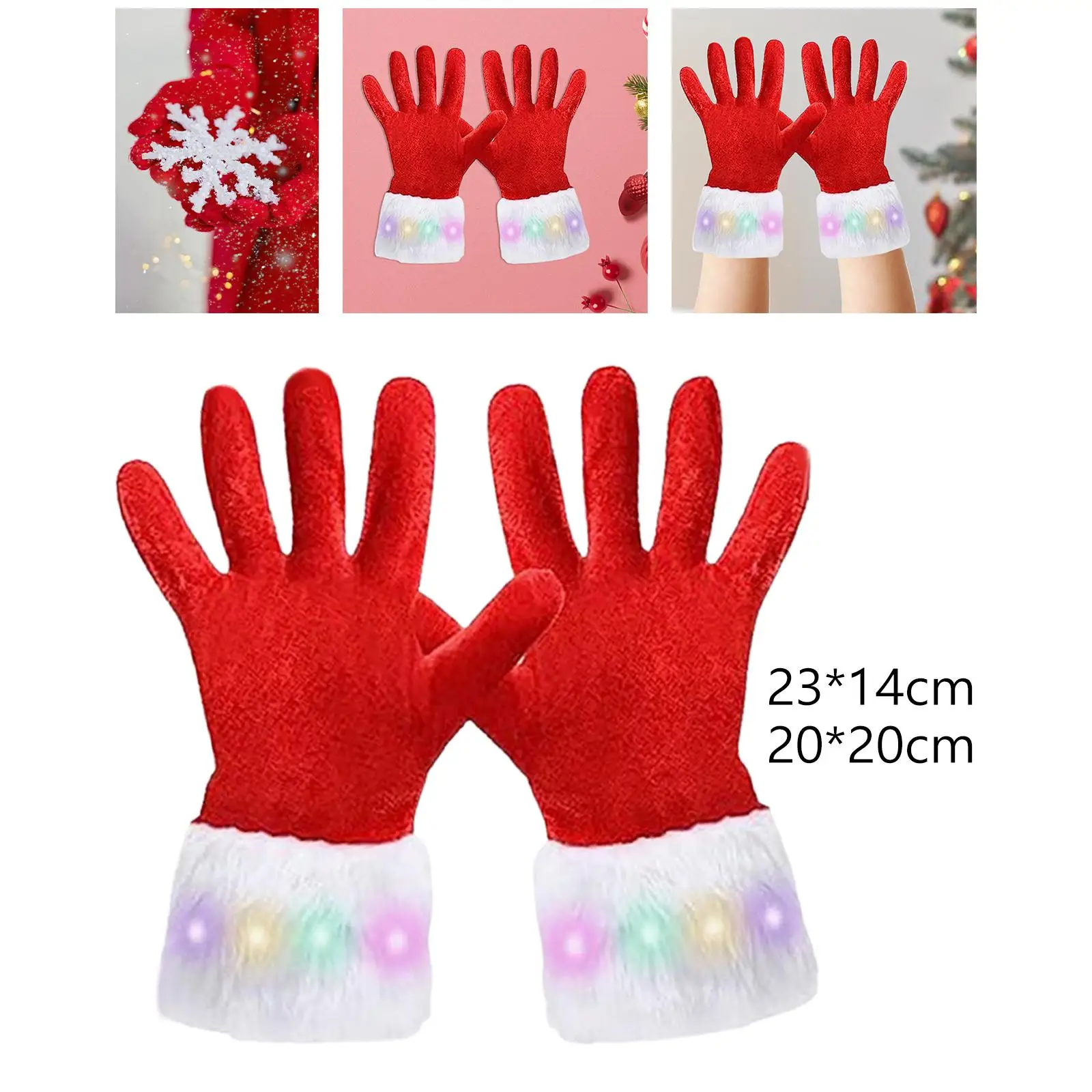 Christmas Red Gloves Comfortable Winter Warm Santa Claus Gloves for Dressing up Costume Props Stage Performance Xmas Holidays