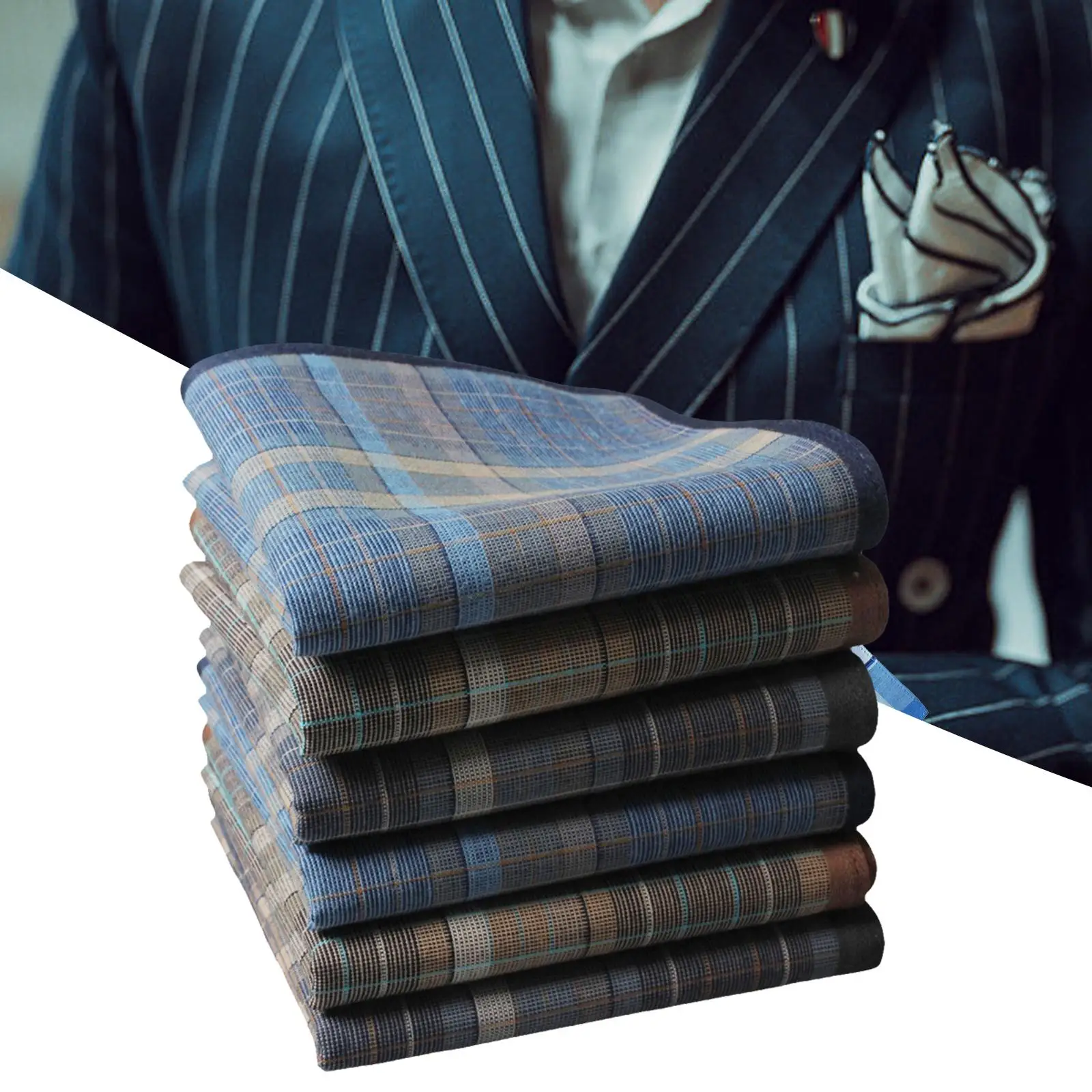 6Pcs Men`s Handkerchiefs 16inch Soft Pocket Squares for Grandfathers Grooms Party Women Men Father