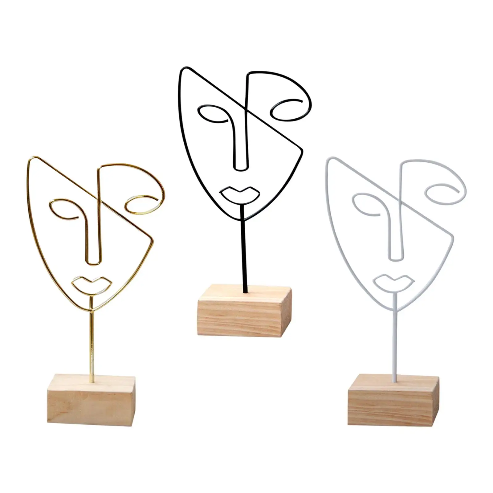Figure Face Metal Face Figurines Abstract Character Sculpture for Table Gift