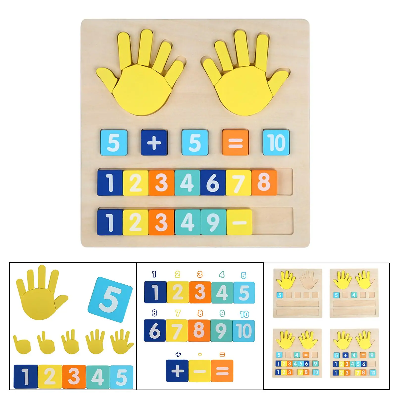 Mathematics Busy Board Learning Wood Finger Numbers Counting Toy for Kindergarten Gift Preschool Activity Cognitive Development