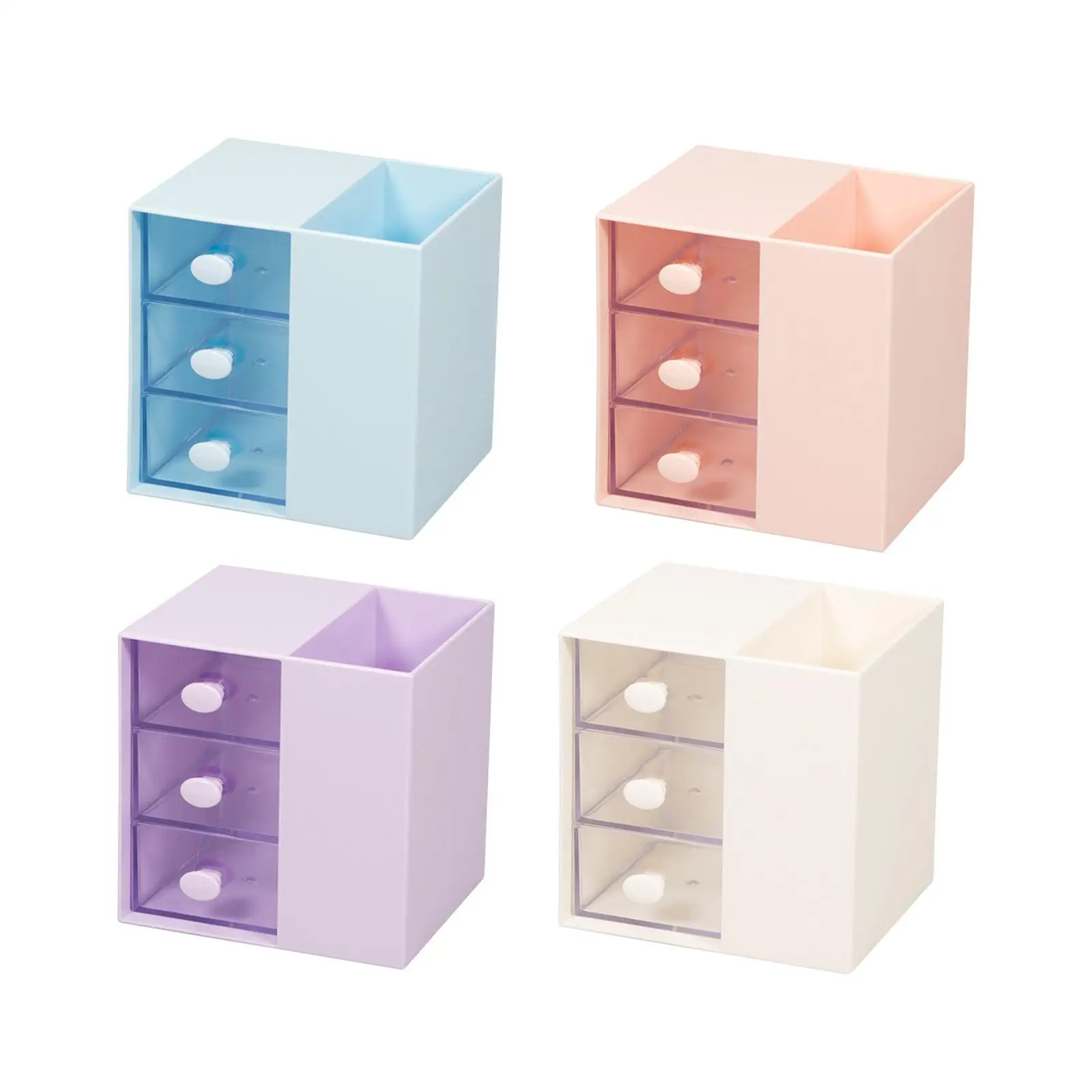 Vanity Organizer Pencil Storage Box with 3 Clear Drawers Saving Space Functional Accessories for Women Girls Cosmetic Organizer