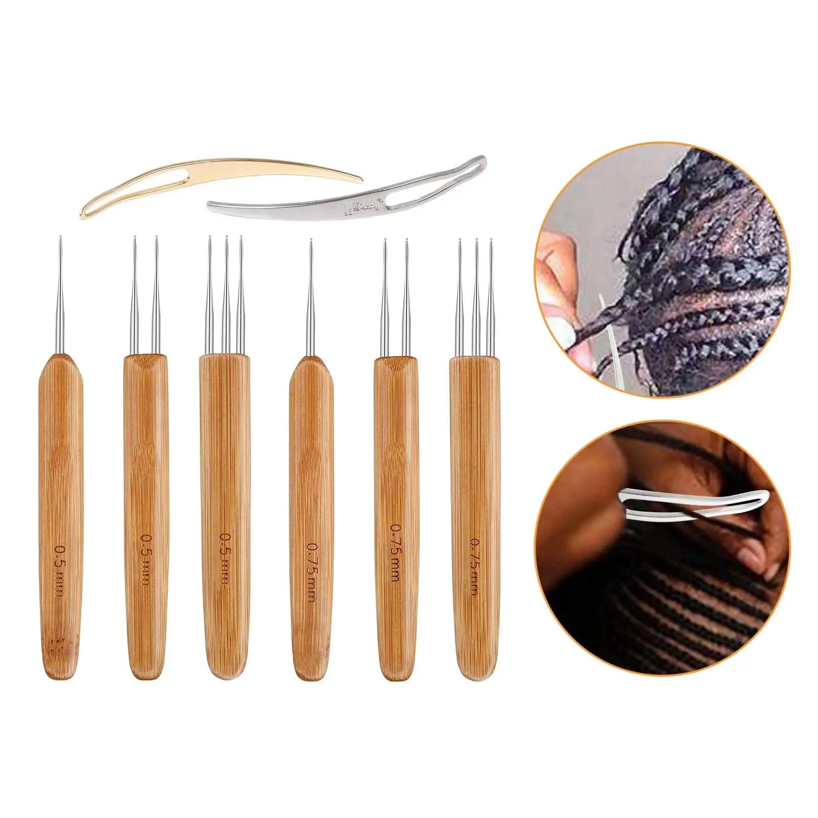 8Pcs Dreadlock Crochet Hook Weaving Needles Hair Extensions for Braid Craft