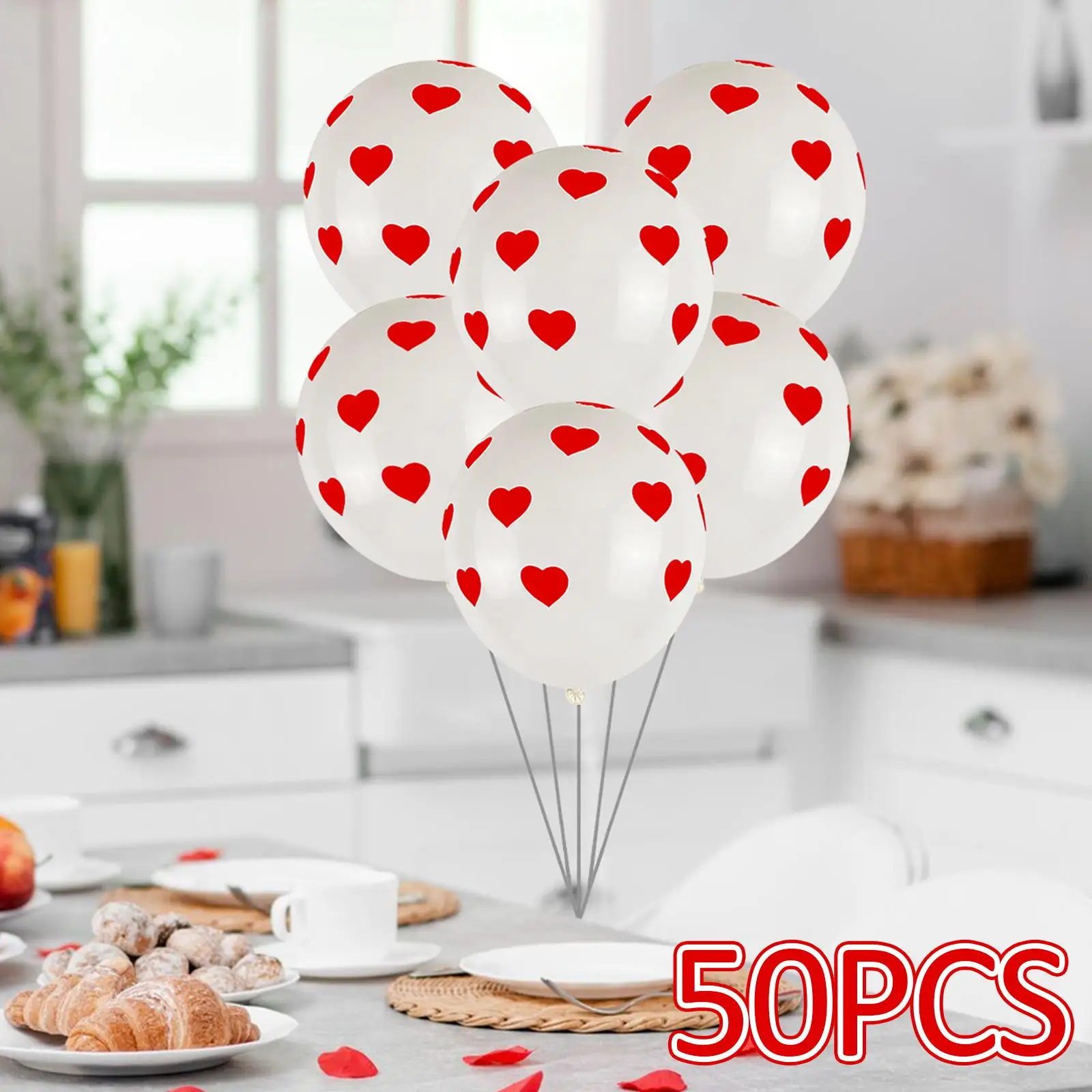 50Pcs Valentine`s Day Balloons Photo Props DIY Heart Balloons for Holiday Celebrations Engagement Anniversary Valentines Day