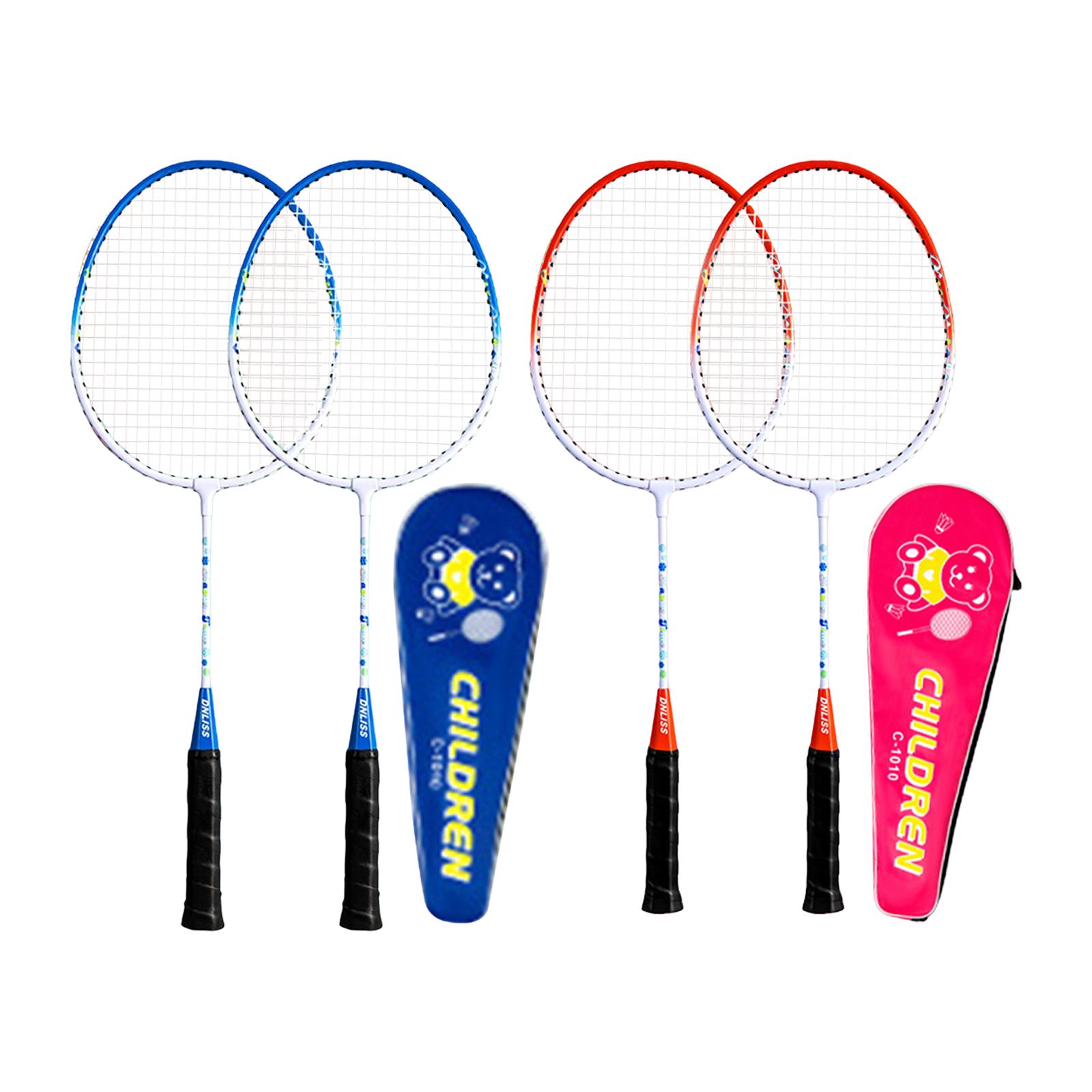 2Pcs Badminton Rackets Set with Cover Bag Beginners Portable for Kids Double Racquets for Game Tennis Backyard Outdoor Training