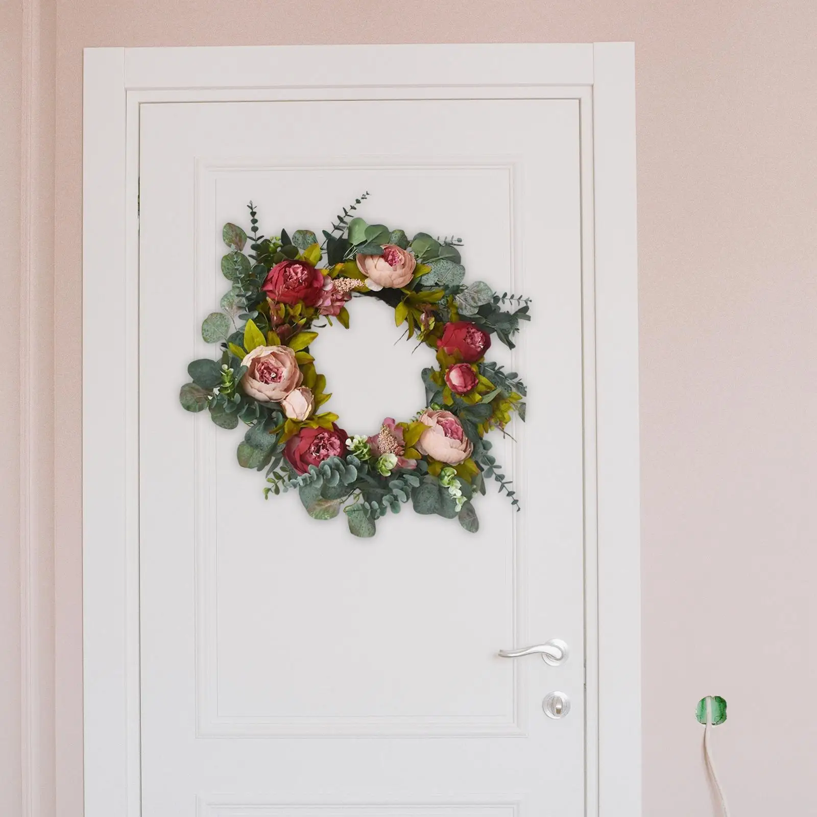 Spring Door Wreath Faux Backdrop Handmade Large Artificial Floral Wreath for Window Holiday Engagement Ceremony Decor