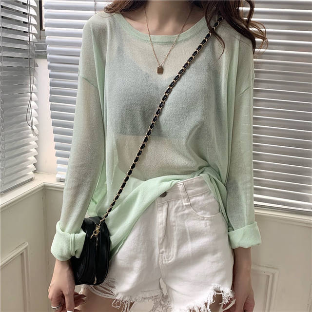 T-shirts Woman Solid Sunscreen All-match Korean Style