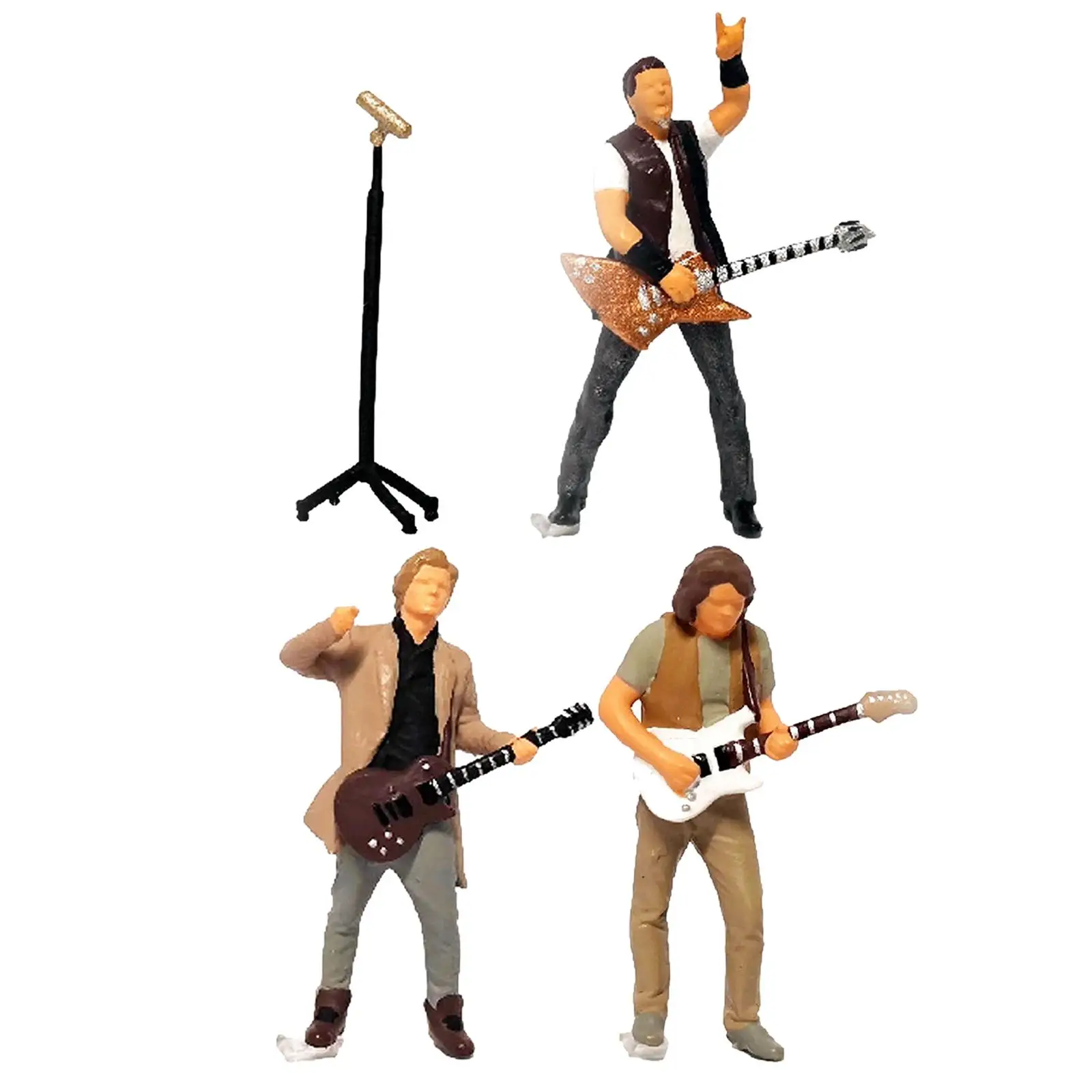 Hand Painted 1:64 Rock Music People Figure    Movie Props Dioramas DIY Projects Train Railway Resin Model Layout