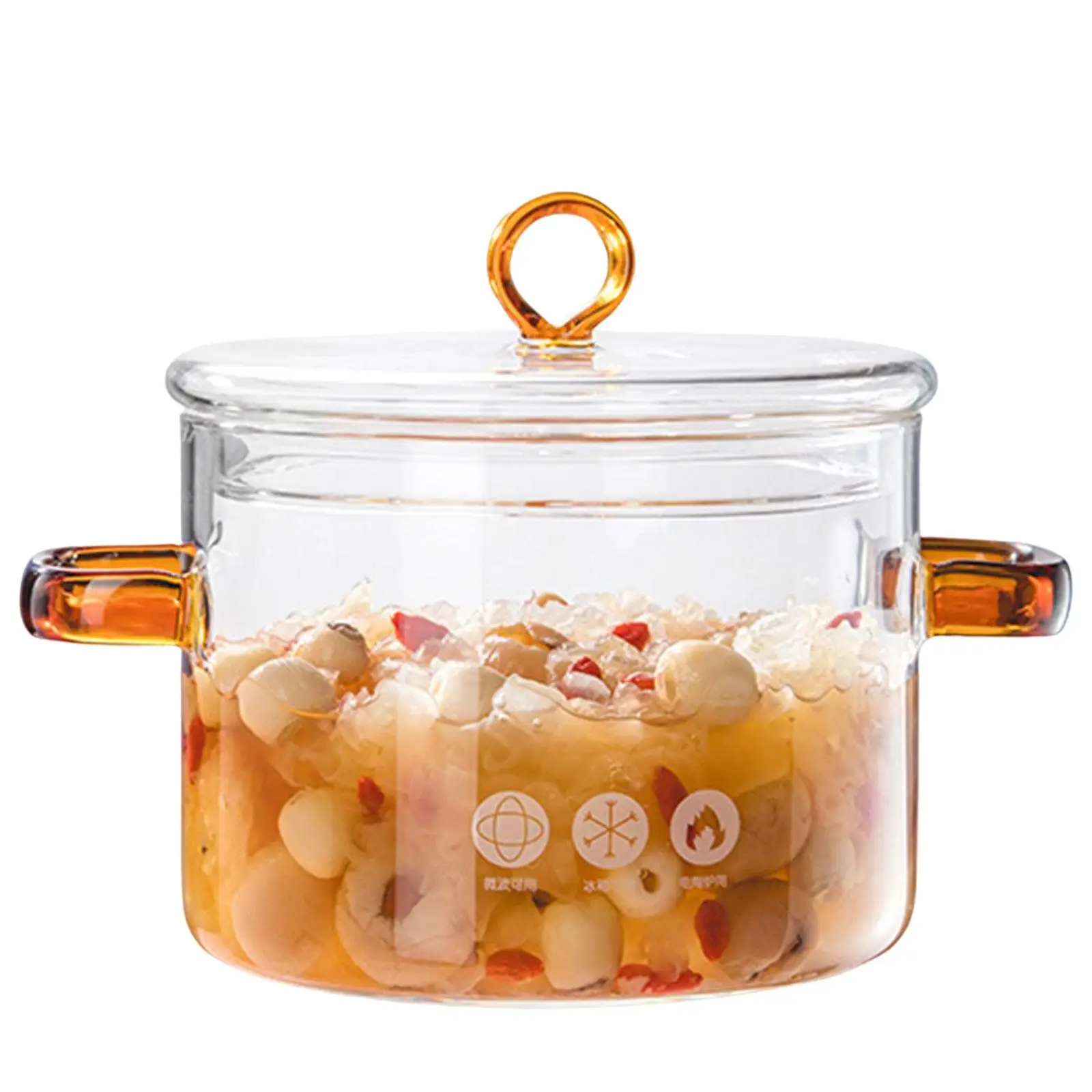 Clear Glass Soup Porridge Pot with Cover, Heat Resistant Soup Pot, Stockpots for Noodles, Milk