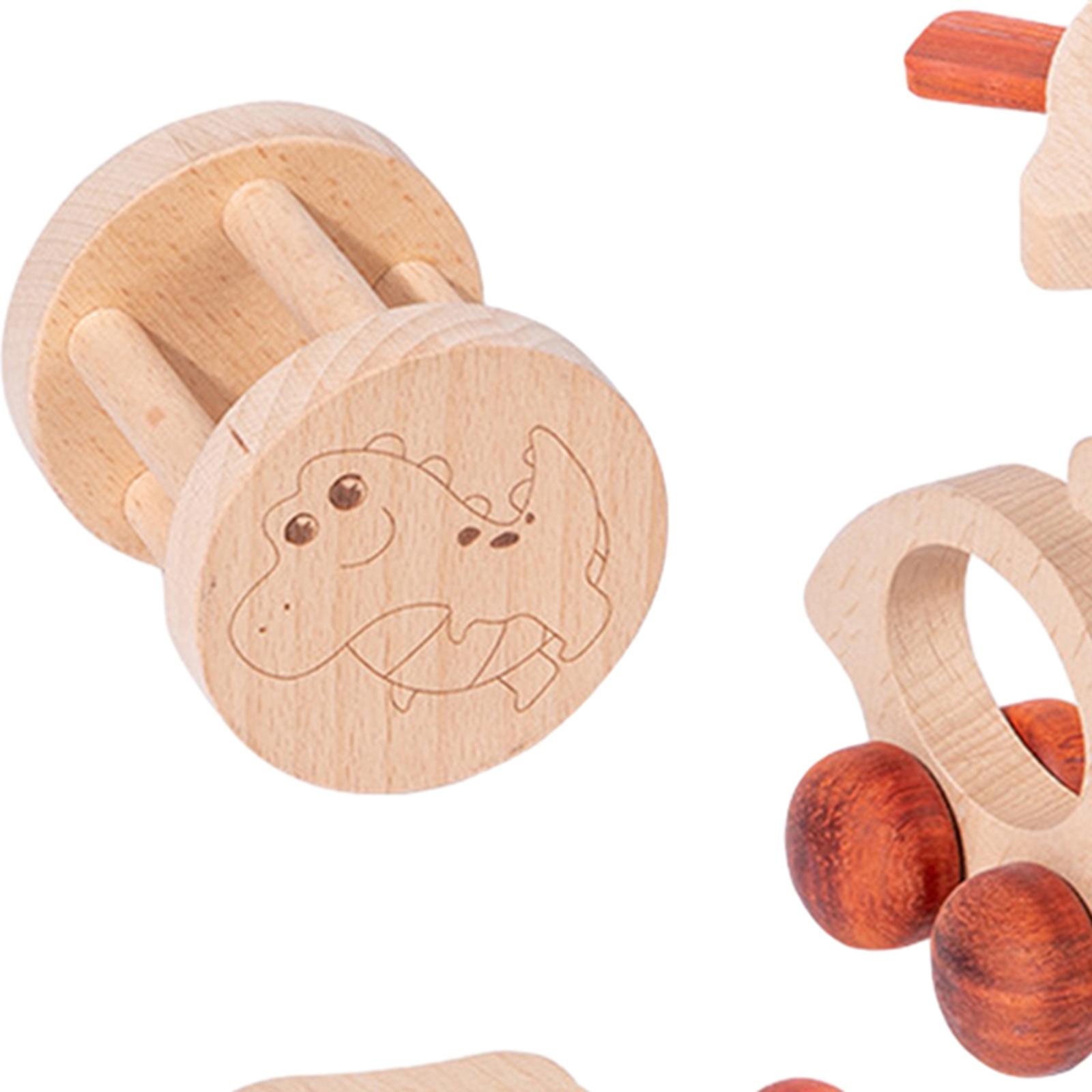 5 Pieces Wooden Baby Toys Early Learning Wood Toy Rattles Baby Rattle with Bells for Infant Babies Boys Girls 0 6 12 Months