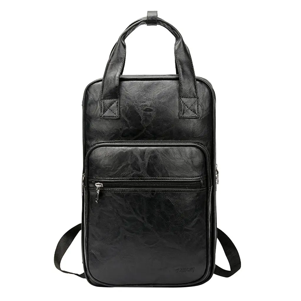 1x Fashion Leather Backpack Drum Stick Mallet Bag Soft Case Drum Parts