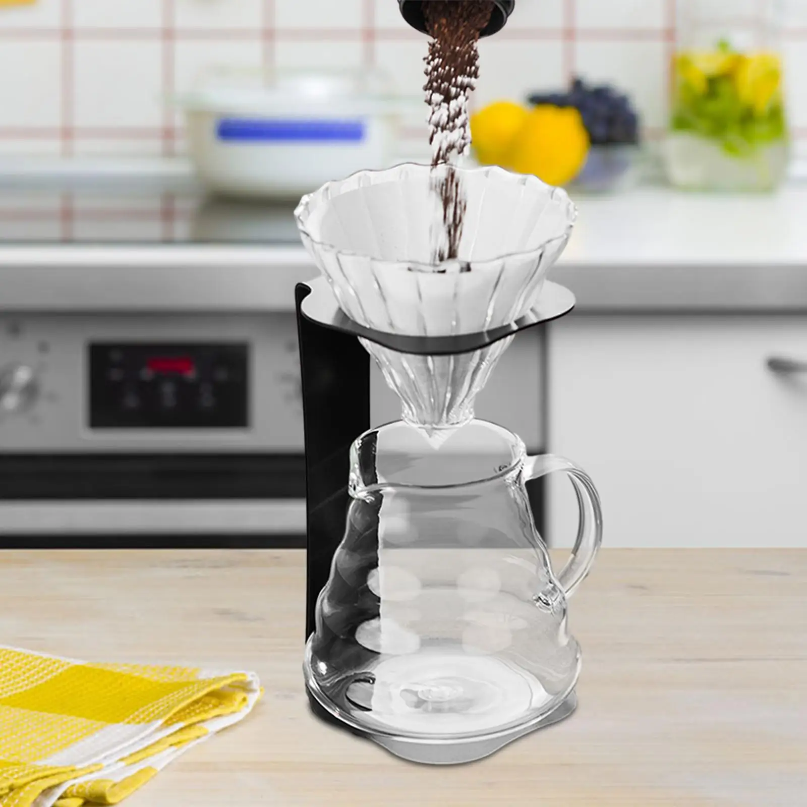 Drip Coffee Filter Holder with Base Reusable Metal Multipurpose Pour over Coffee Dripper Stand for Cafe Shop Bar Kitchen