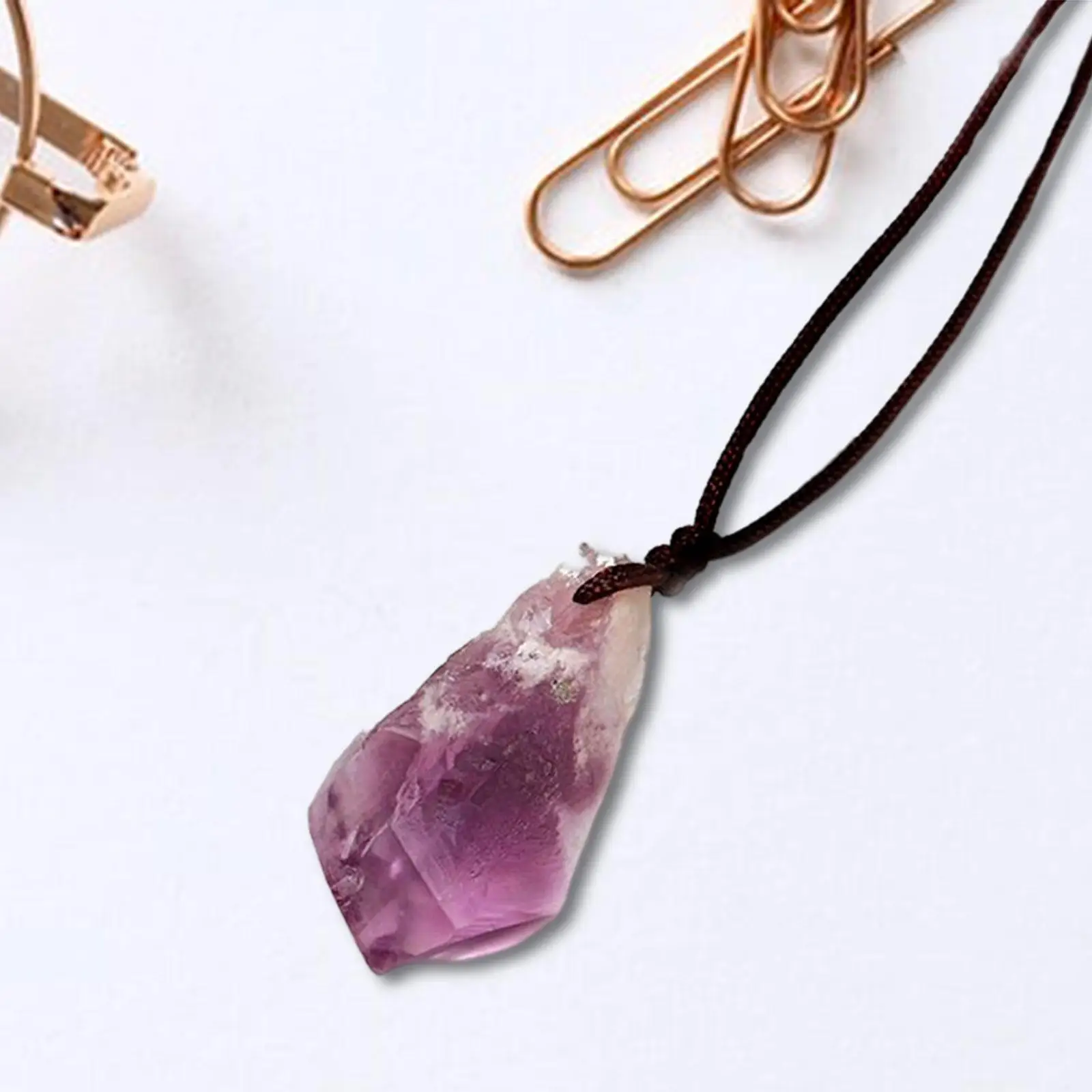 Fashion Violet Stone Necklace Costume Accessories Amethyst Crystal Necklace for Birthday Anniversary Meditation Women Gifts