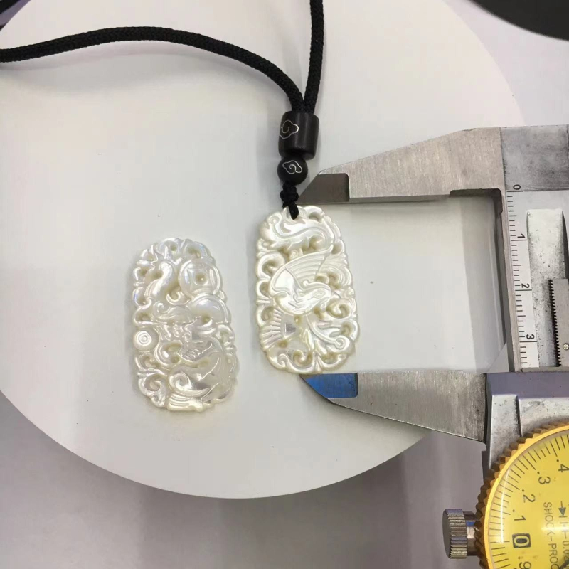 Natürliche Weiß Mutter der Perle Shell Charme Laser Gravierte Phoenix Drachen Halskette Anhänger Handwerk Ohrringe Halskette Schmuck Machen – Detail 5