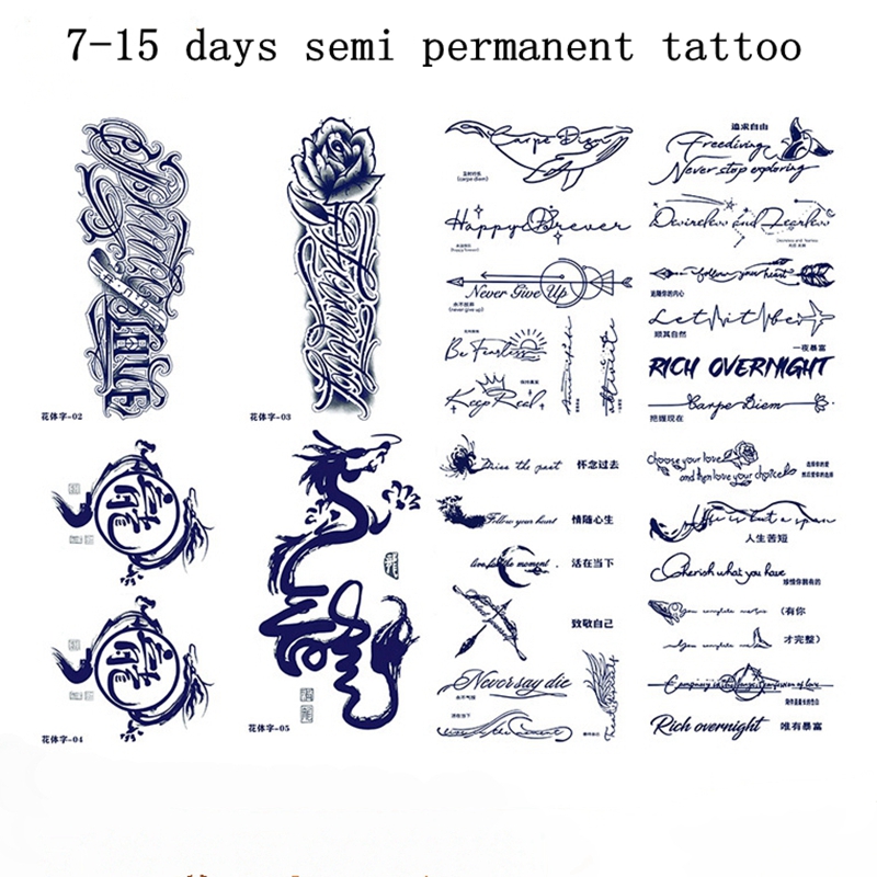 Best of 7-15 Day Juice Semi Permanent Tattoo Sticker Men Women English Font Temporary Waterproof Tatouage Tatuagem Falsa Art Fake Tattoo Reviews & Tips