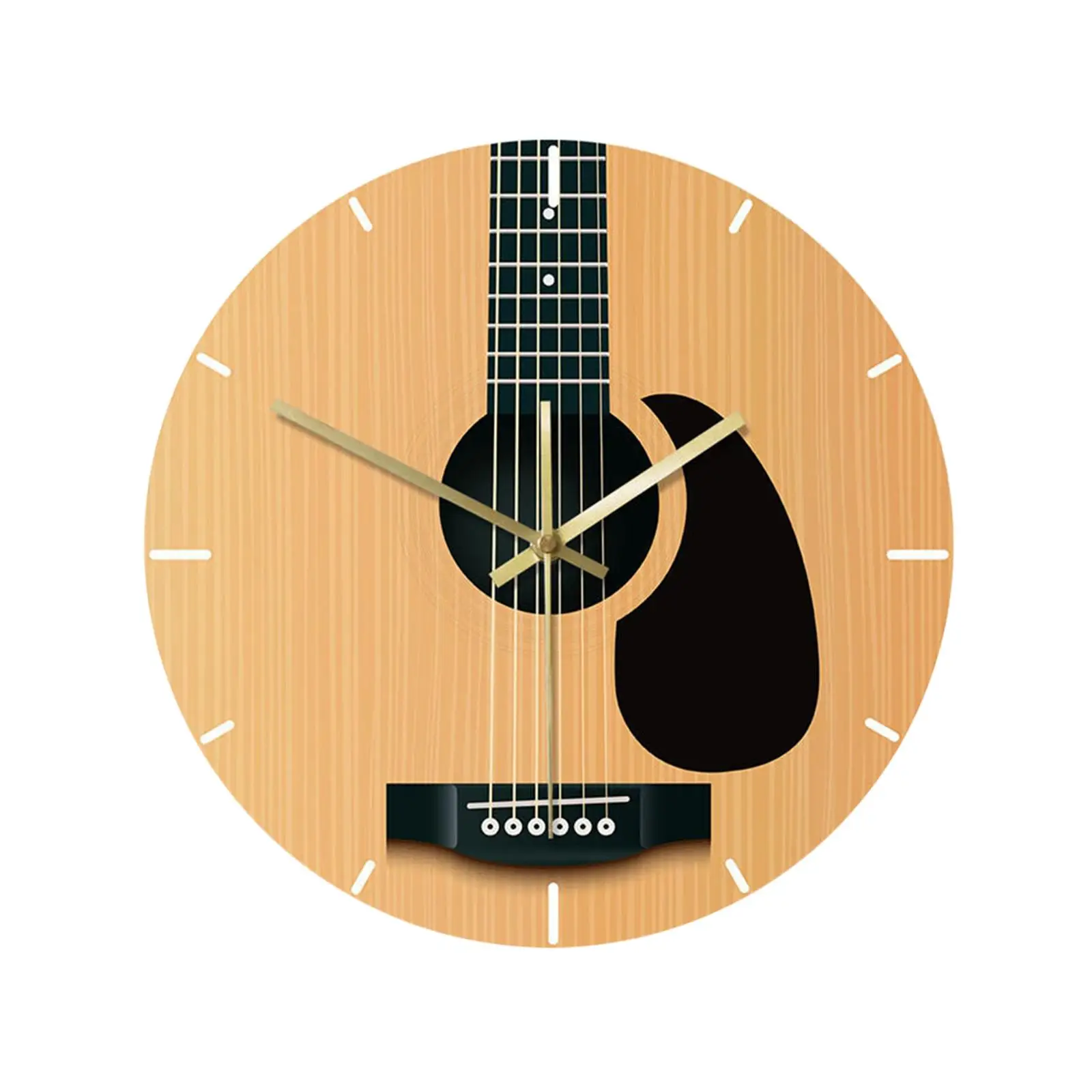 Nordic Guitar Wall Clock Music Instrument 12 inch Home Decor Minimalist Wall Art No Ticking for Office