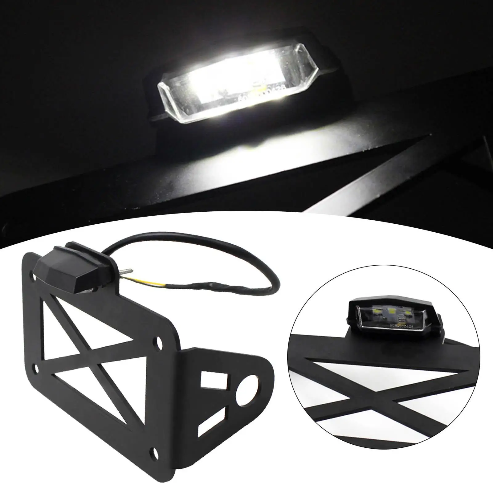 W/ LED Motorcycle License Plate Bracket Side Mount for Cruisers Stainless Steel License Plate Mount Fit for Motorbike Parts