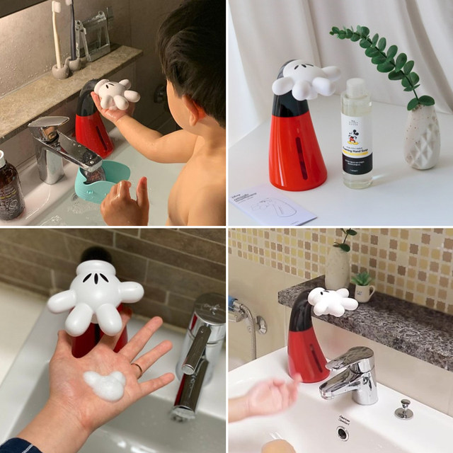 Disney Mickey Touchless sensore automatico Dispenser di sapone Dispenser di sapone  liquido a infrarossi pompa disinfettante per le mani forniture per il bagno  - AliExpress