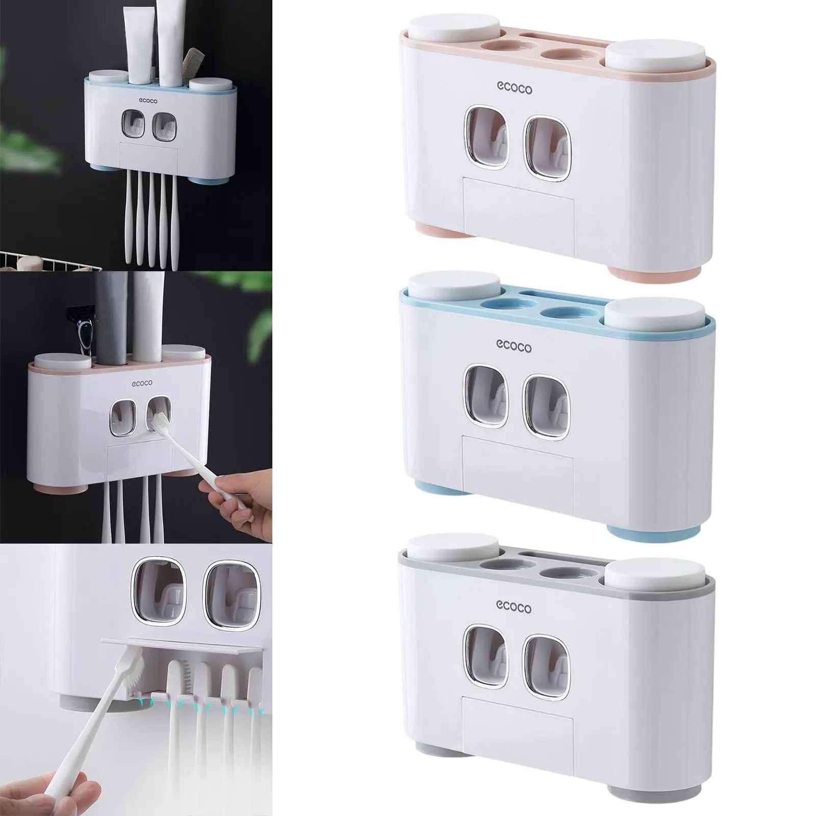 Automatic Electric Tooth Pastetooth Dispenser Squeezer with Magnetic Cup and Toothbrush Organizer Slots Toothbrush Holder