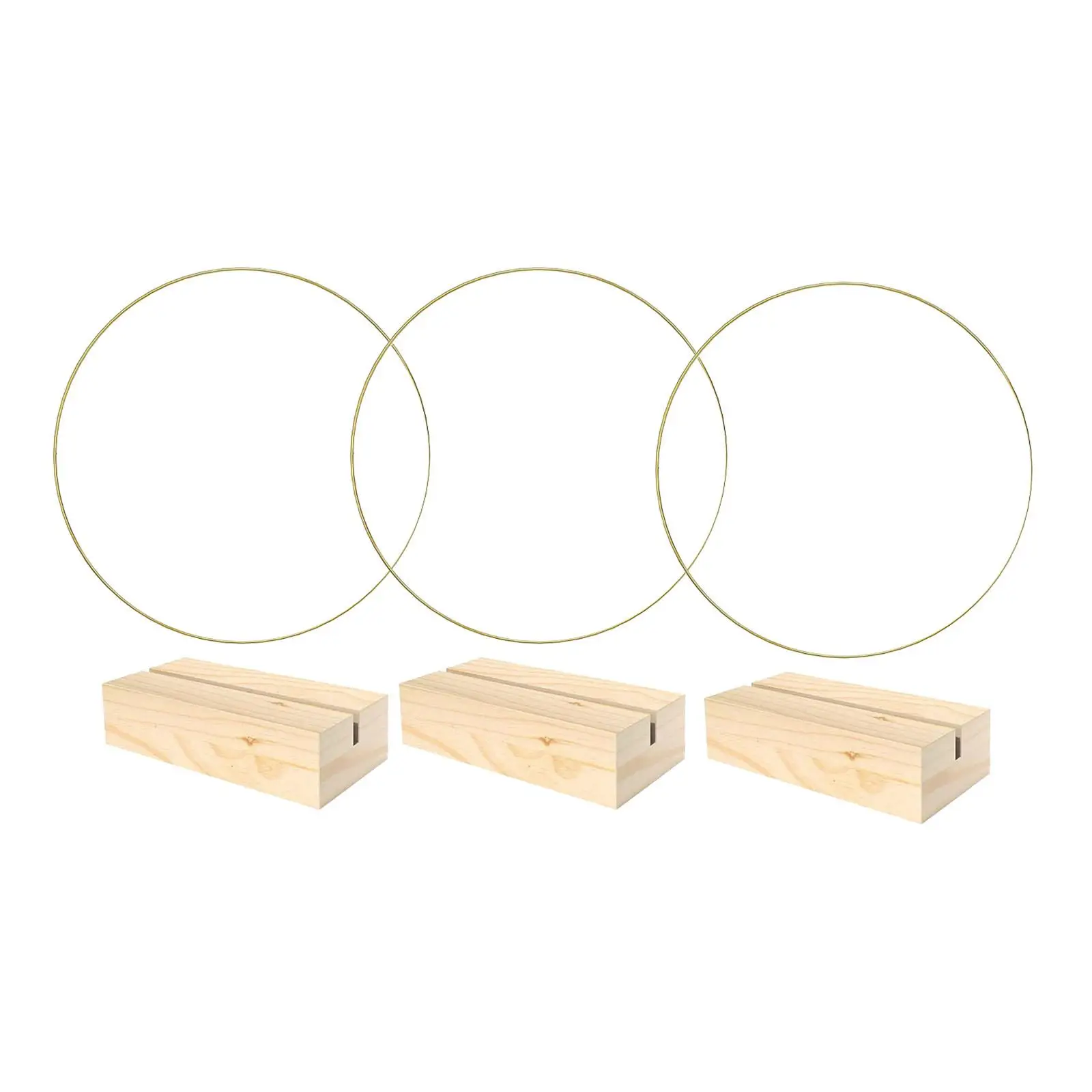 3 Pieces DIY Hoops Flower Wreath Garland Rings with Desktop Stand Bases Macrame Rings Crafts Rings for Wedding Arrangement Props