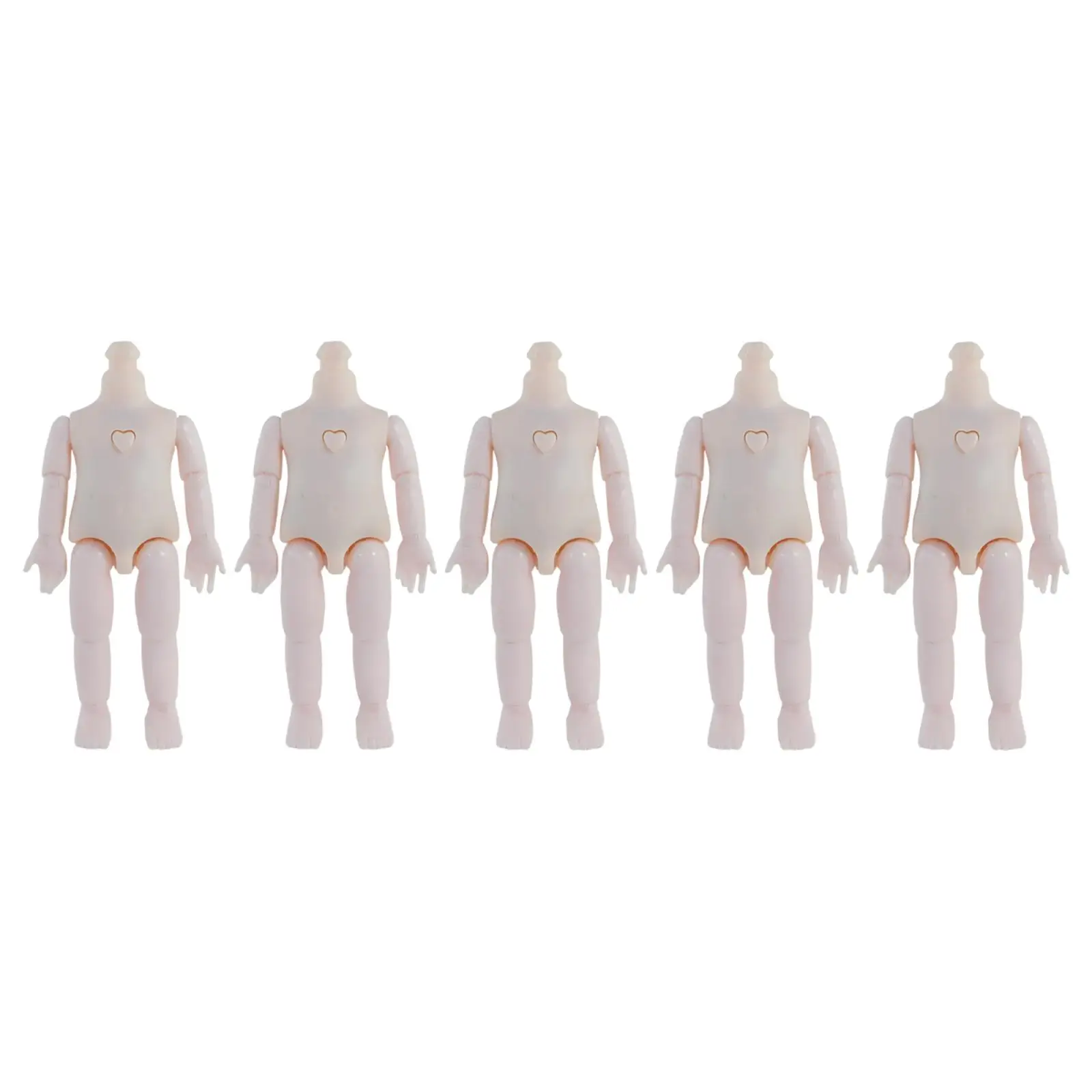 5Pcs Doll Nude Body 6.3inch 13 Joints Movable DIY Making Accessories Flexible Premium Material