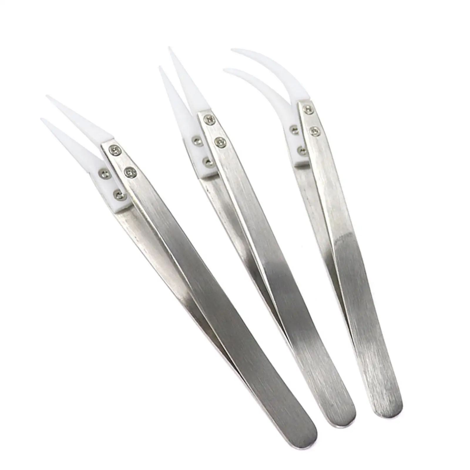 Ceramic Tweezer Anti-Corrosion Non-Conductive Anti-Magnetic Small Bend Heat Resistant Pointed 12.5cm Nipper Plier for Beauty