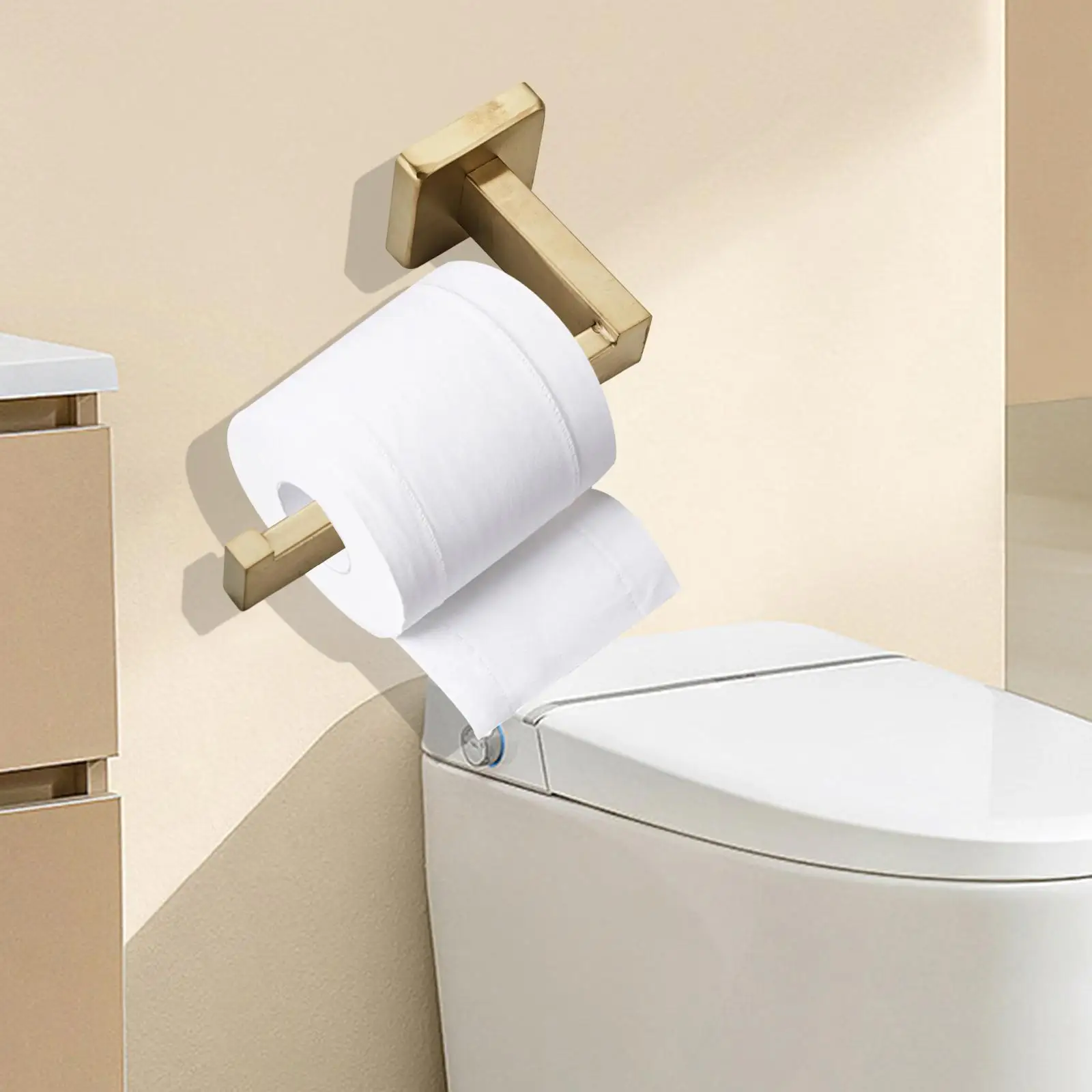 Paper Towel Holder Kitchen Towel Rack, Toilet Rolls Washcloth under Cabinet Toilet Paper Holder for Washroom Hotel Bathroom