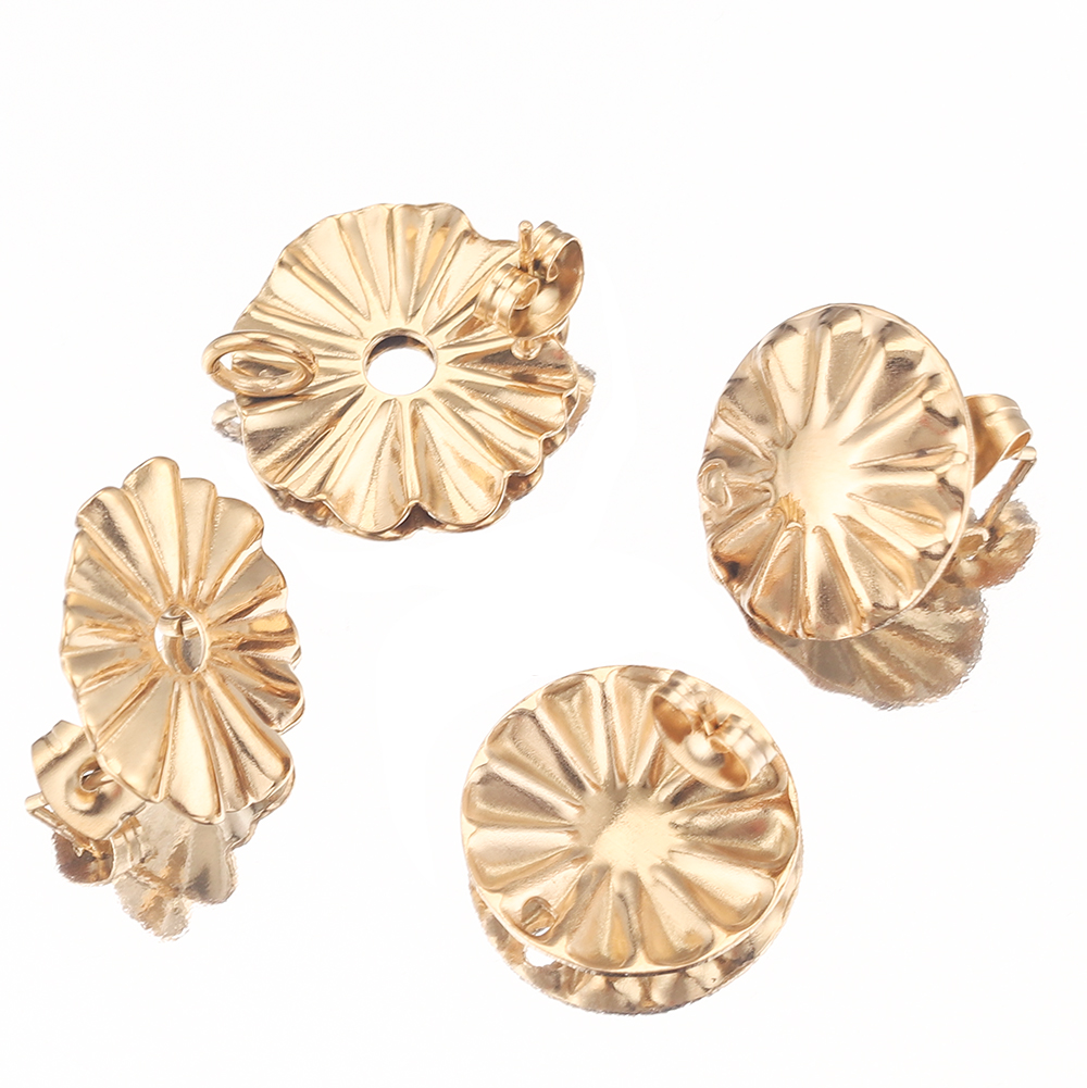 10 Stück vergoldete Sonnenblume aus Edelstahl, rund, tropfenförmig, Ohrringpfosten für Ohrringe, Schmuckherstellung, Material – Detail 7