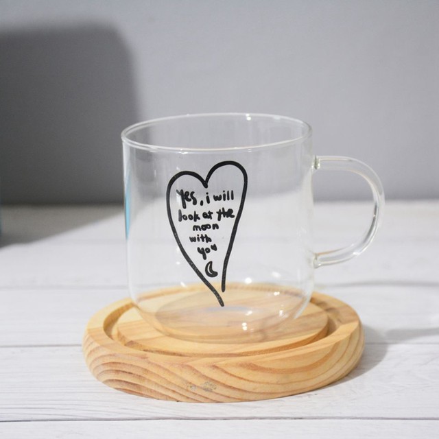 Creative Water Cup Household Mug Coffee Girl Heart Crystal Glass Juice Flower Tea Cup, Size: 7.7, Yellow