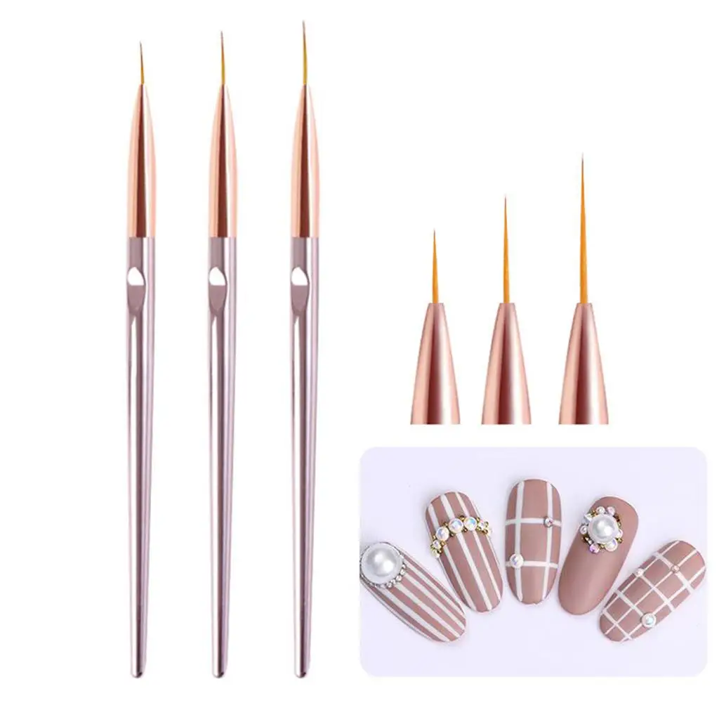 3-Pack Nail Art Pen Set Painting Drawing DIY Flower Petals Dotting Leaves Salon Use Elongated Lines Manicure Tool Details Home