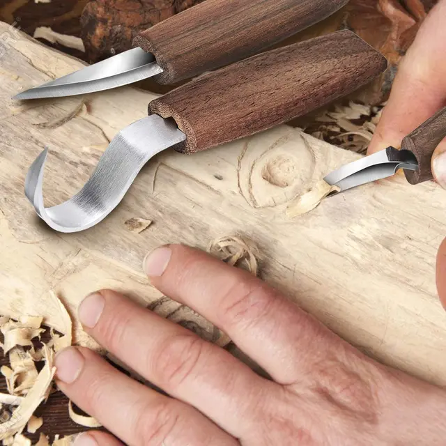 木の彫刻用の手作りナイフのセット,3〜12個,無垢材のナイフ,スプーンベンダーナイフ,日曜大工用
