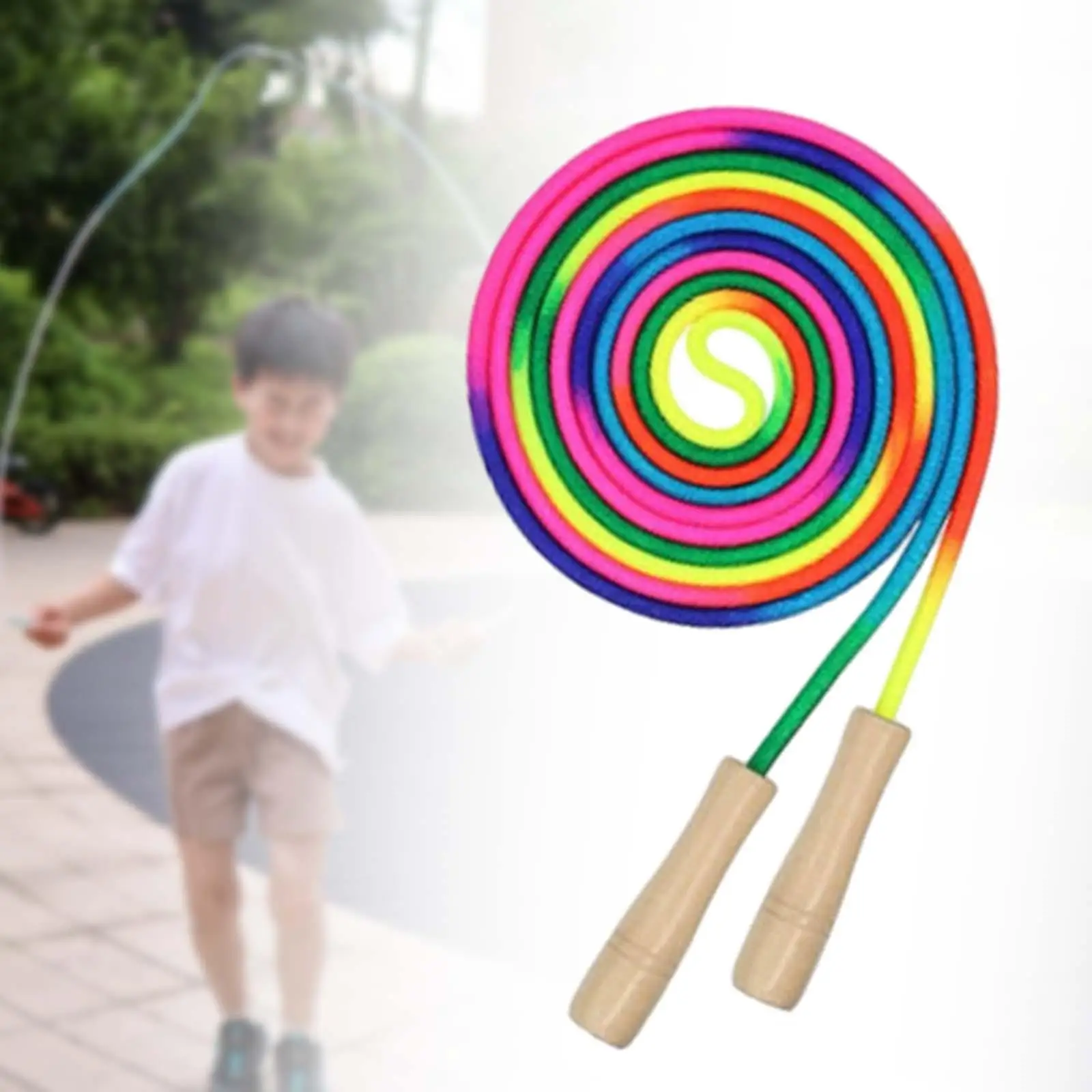 Jump Rope Fun Activities Durable Portable Wooden Handles Skipping Rope for