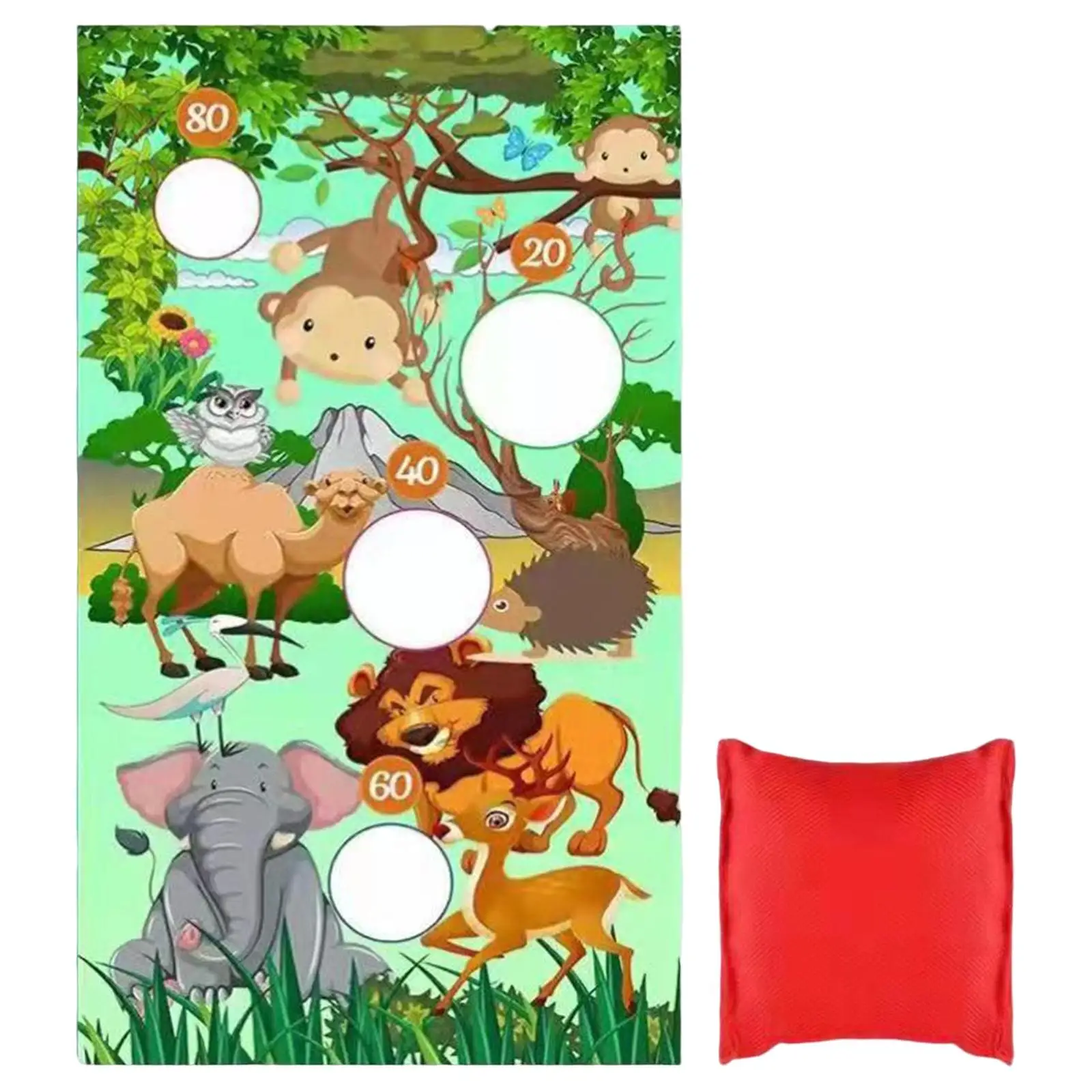Animal Background Toss Game Decor Fun Bean Bags Game Kit Hanging for Outdoor Gifts Birthday Kids Parent-Child