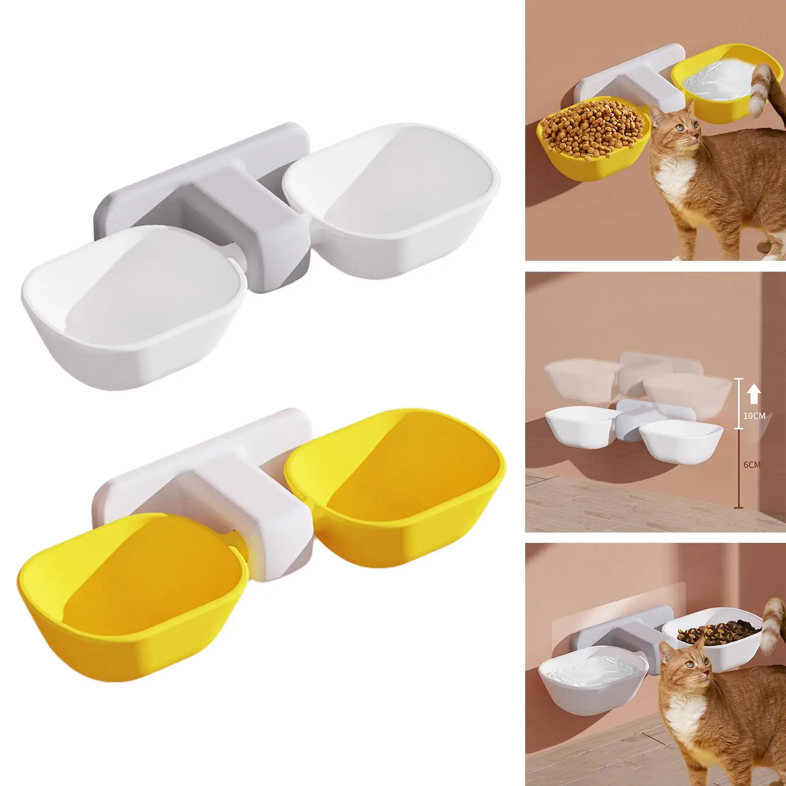 Double Cat Bowls Wall Mounted  Feeder for dogs and cats  Pet Feeding Bowls
