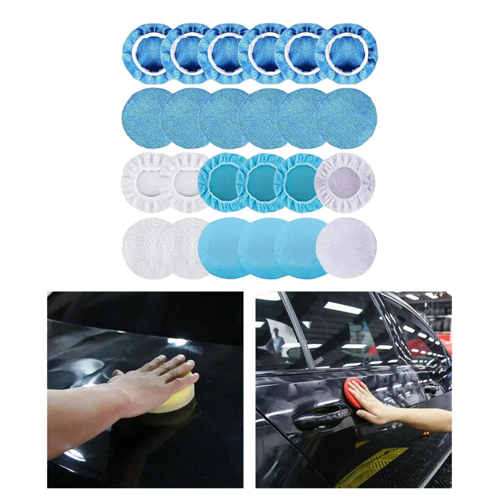24Pcs Multipurpose Car Wax Applicator Pads Polisher Pad Cover Microfiber Detailing Buffing Pads for Interior Cleaning Polishing