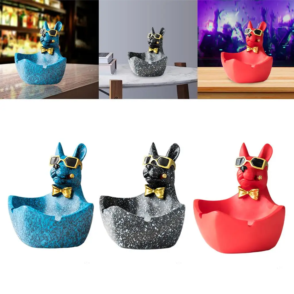 Dog Figurine Ashtray Smoking Organizer Cigarettes Holder Collectible Artware Crafts Office Living Room Desktop Decoration Gift